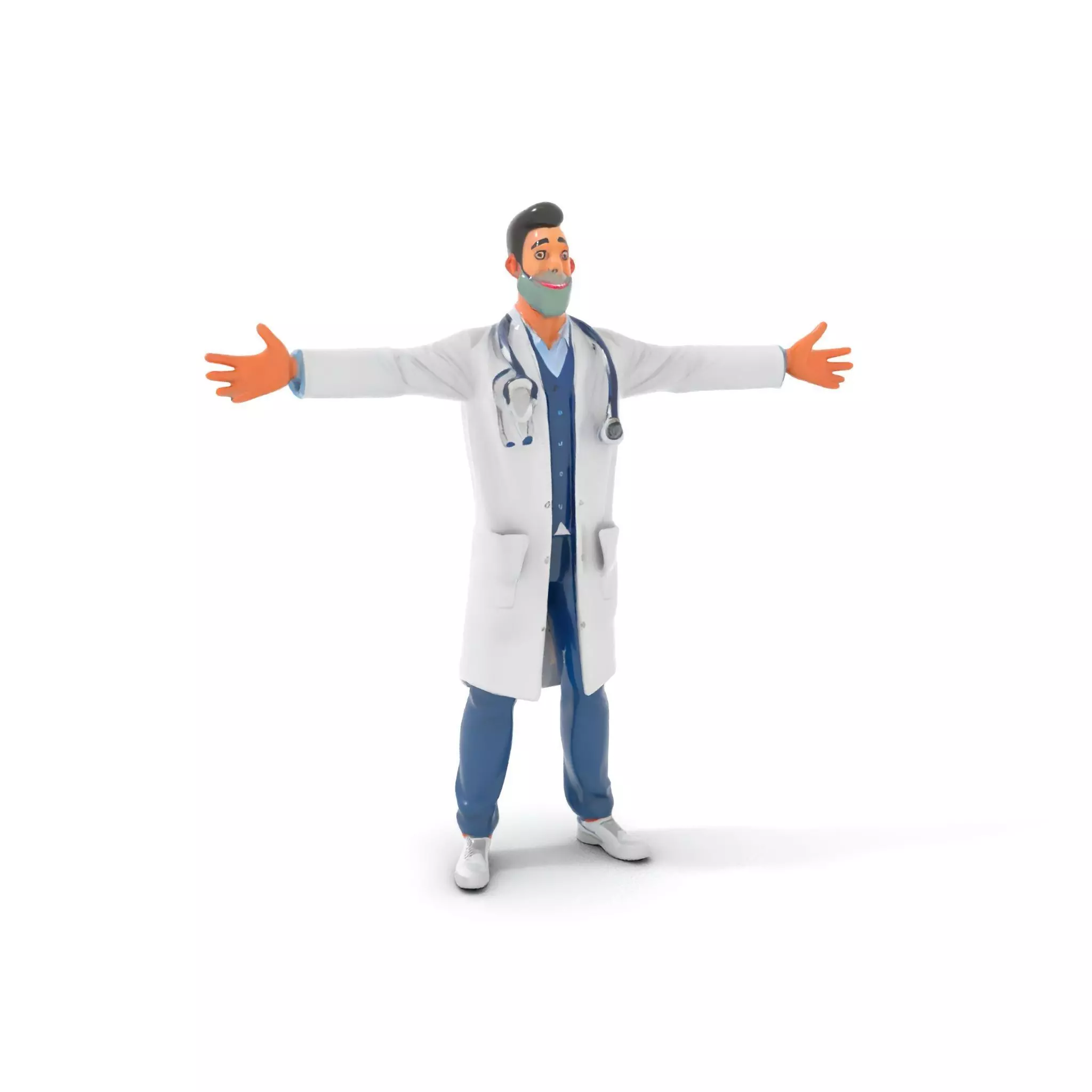 Friendly Doctor Character Model Pack with Stethoscope Low-poly 3D model_0