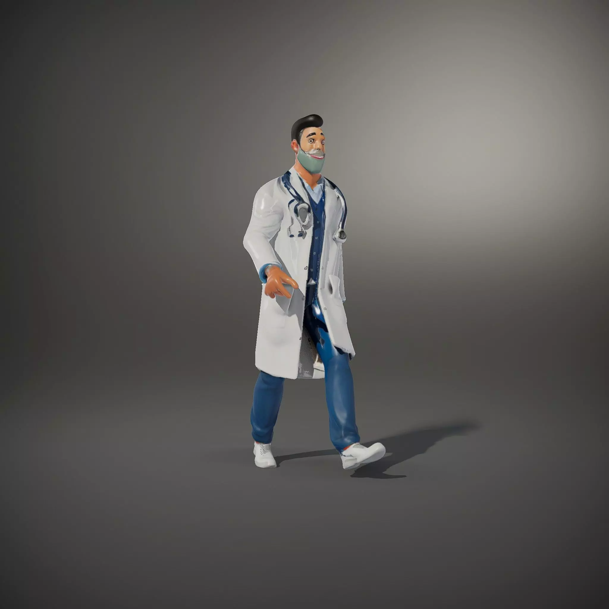 Friendly Doctor Character Model Pack with Stethoscope Low-poly 3D model_33