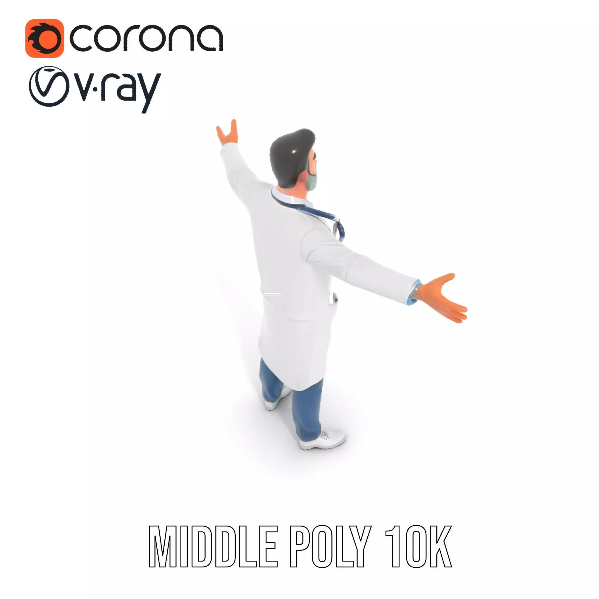 Friendly Doctor Character Model Pack with Stethoscope Low-poly 3D model_21