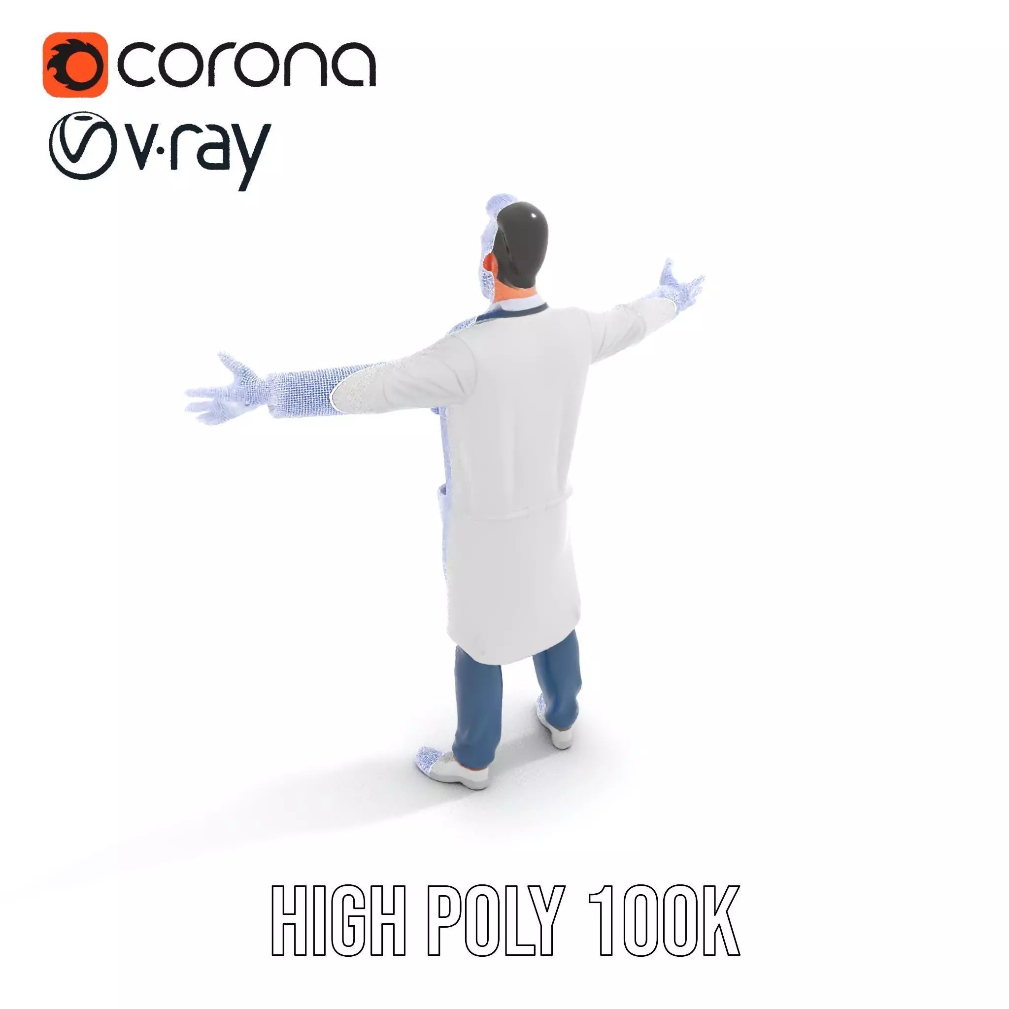 Friendly Doctor Character Model Pack with Stethoscope Low-poly 3D model_25