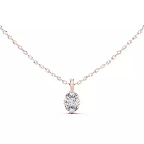 Solitaire Oval Diamond Pendant Woman Necklace 3dm STL Video