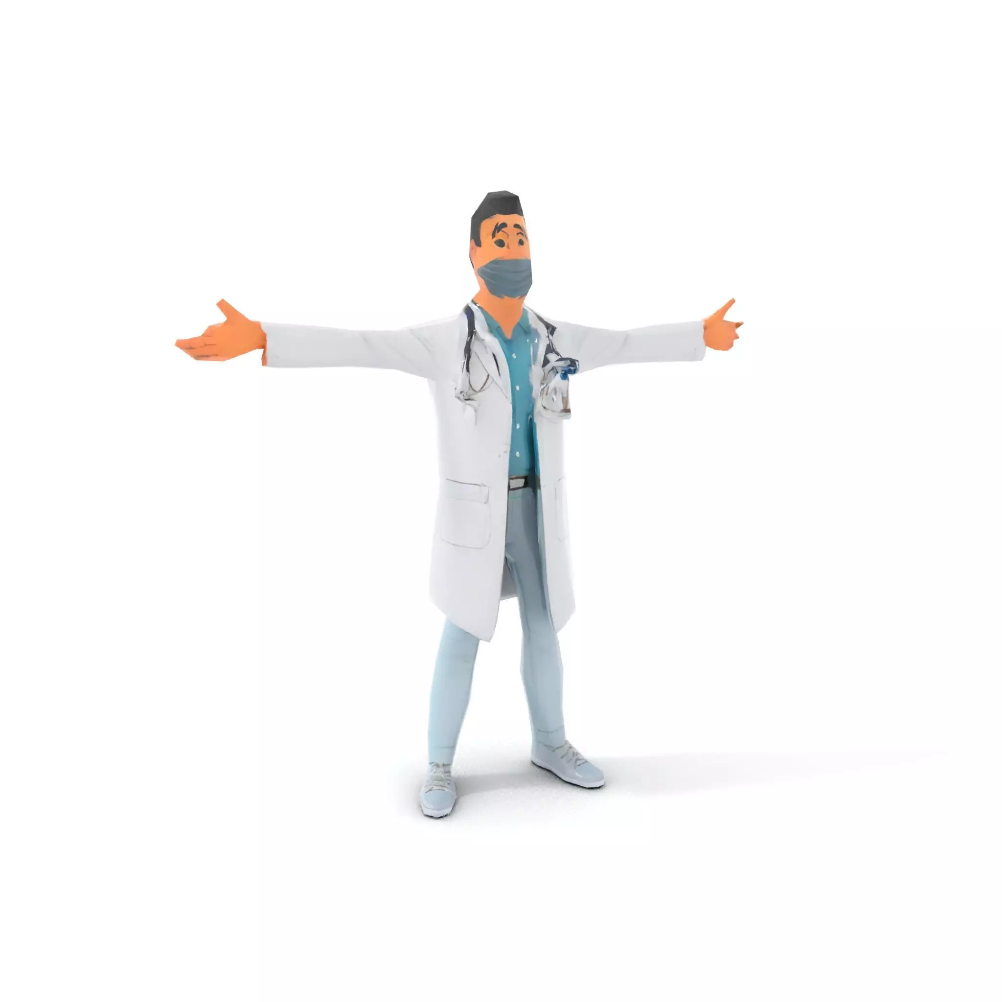 Animated Doctor Character Model Pack with Medical Accessories Low-poly 3D model_22