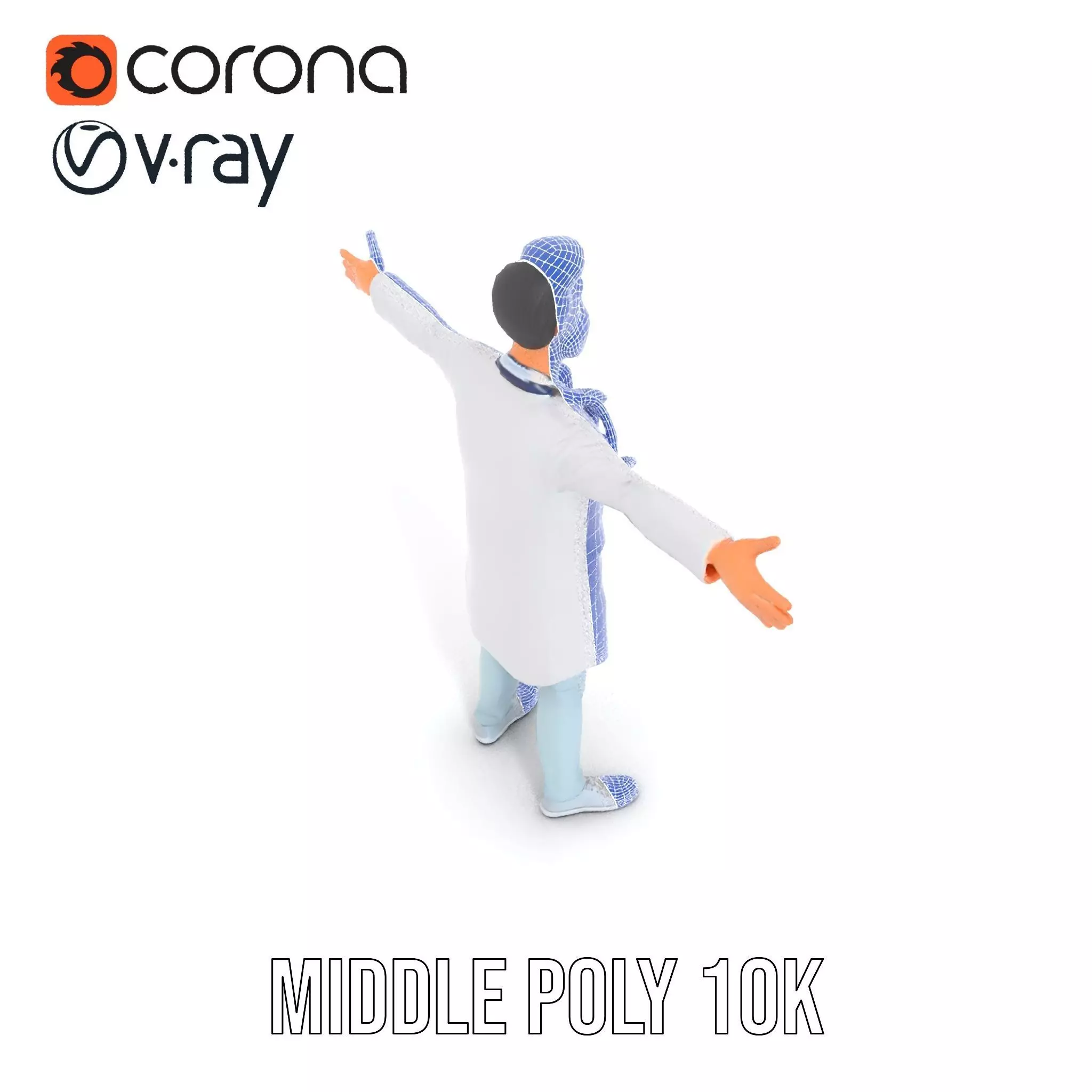 Animated Doctor Character Model Pack with Medical Accessories Low-poly 3D model_24