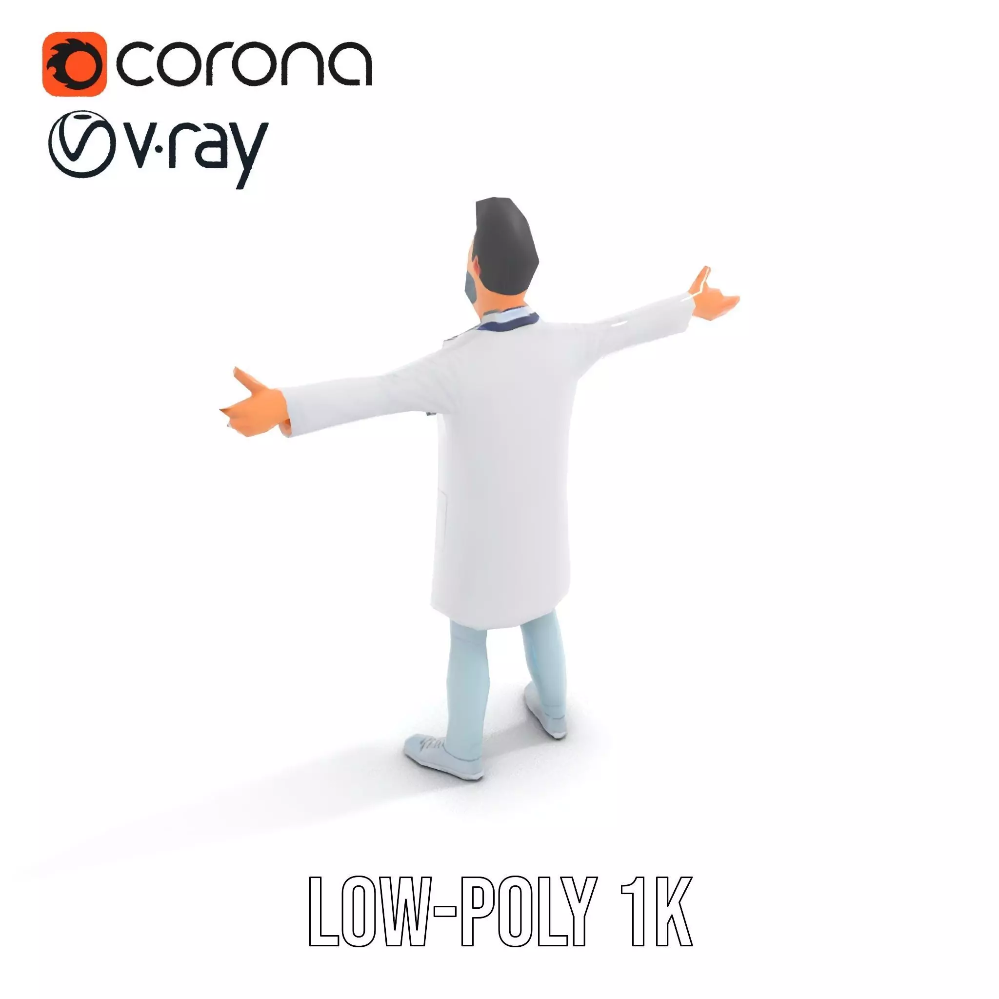 Animated Doctor Character Model Pack with Medical Accessories Low-poly 3D model_8