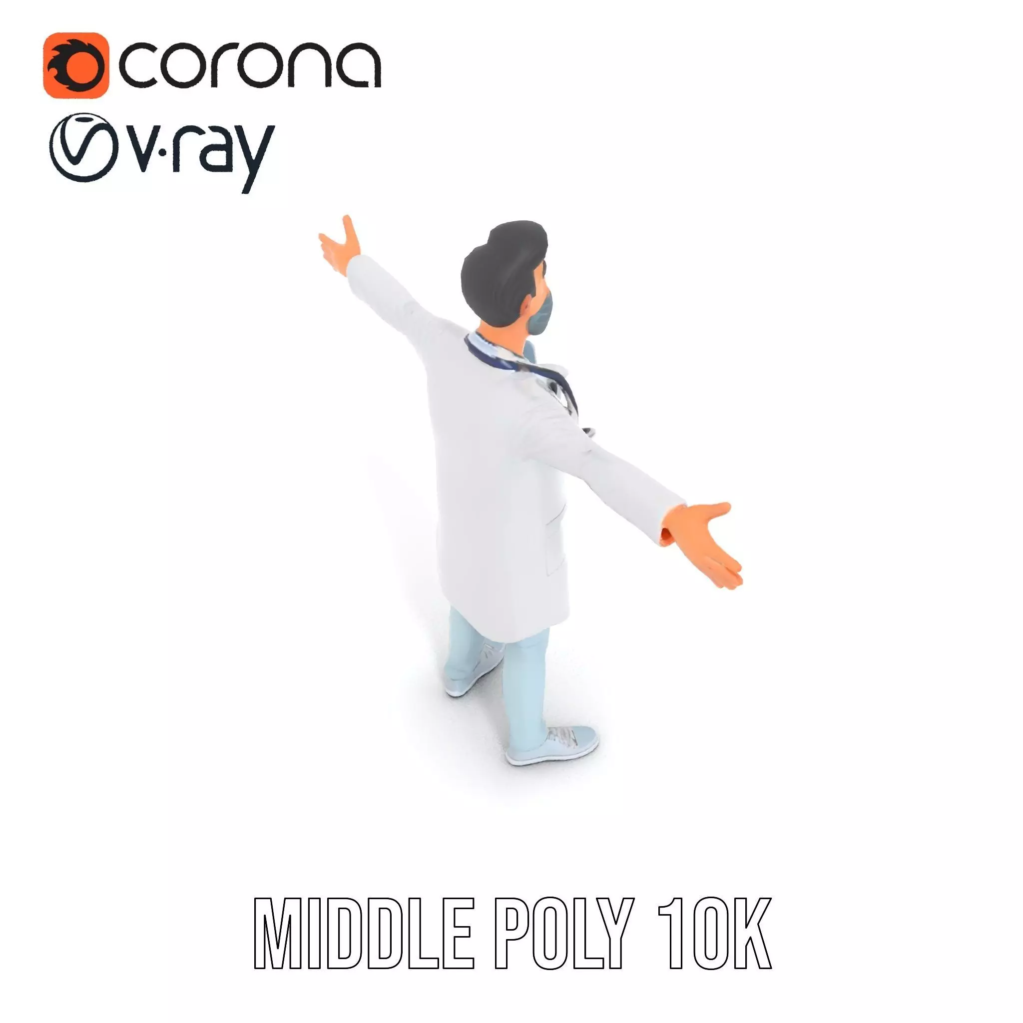 Animated Doctor Character Model Pack with Medical Accessories Low-poly 3D model_16