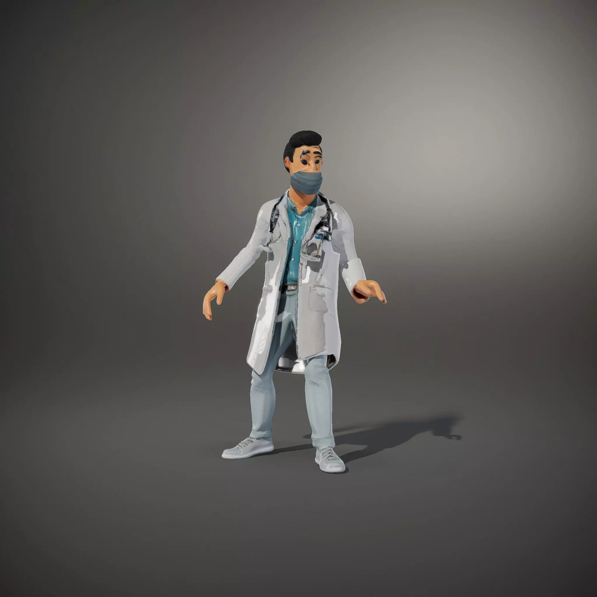 Animated Doctor Character Model Pack with Medical Accessories Low-poly 3D model_35