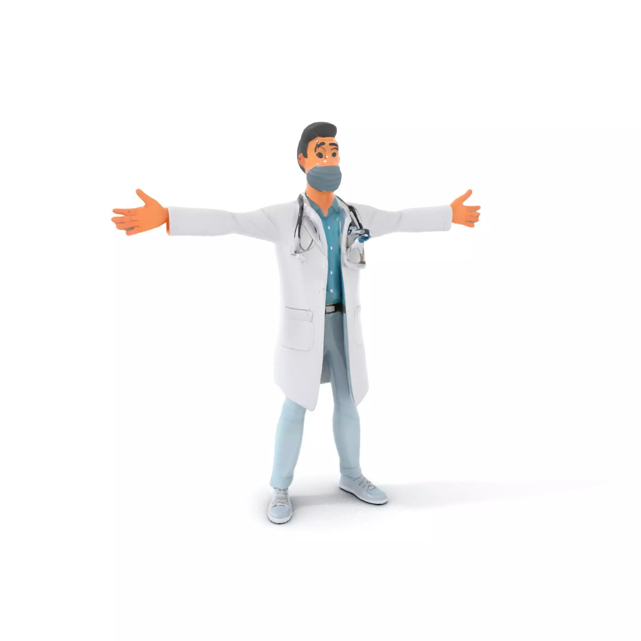 Animated Doctor Character Model Pack with Medical Accessories Low-poly 3D model_19
