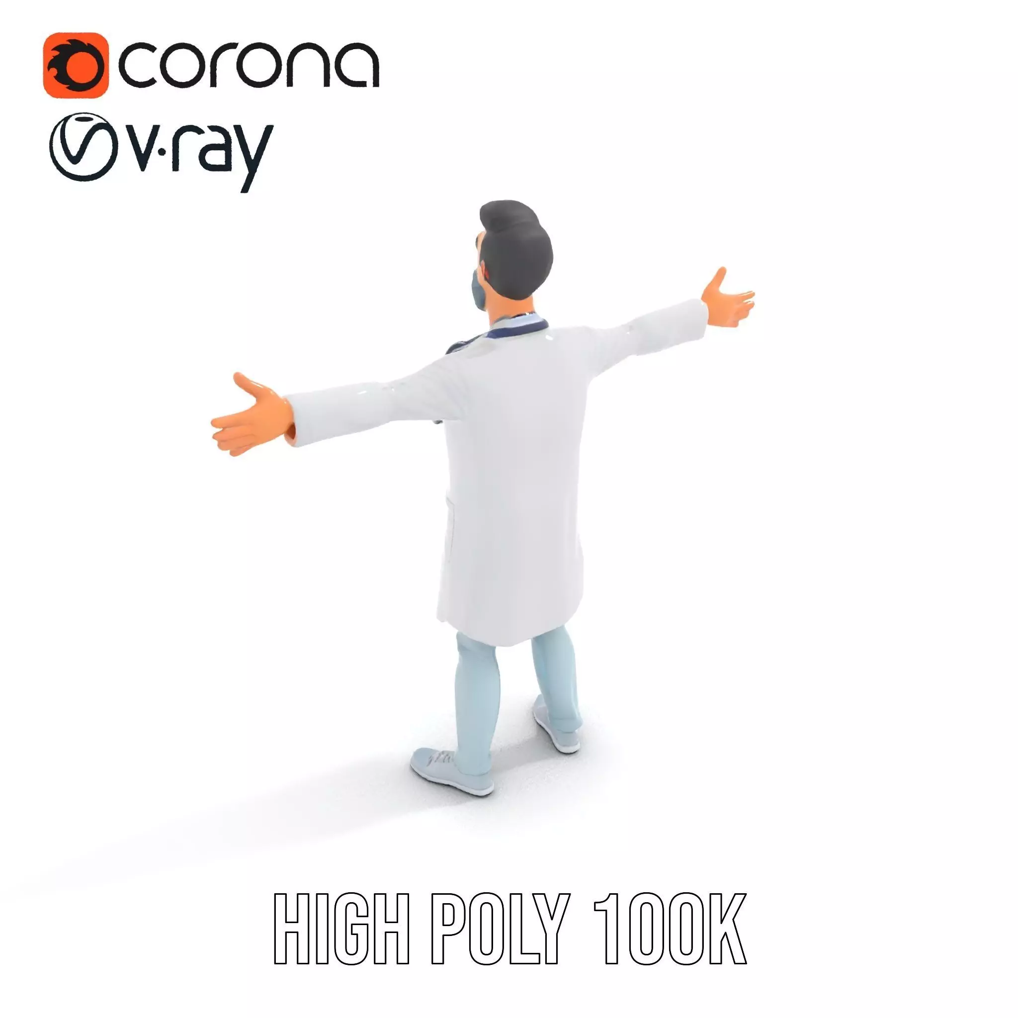 Animated Doctor Character Model Pack with Medical Accessories Low-poly 3D model_18