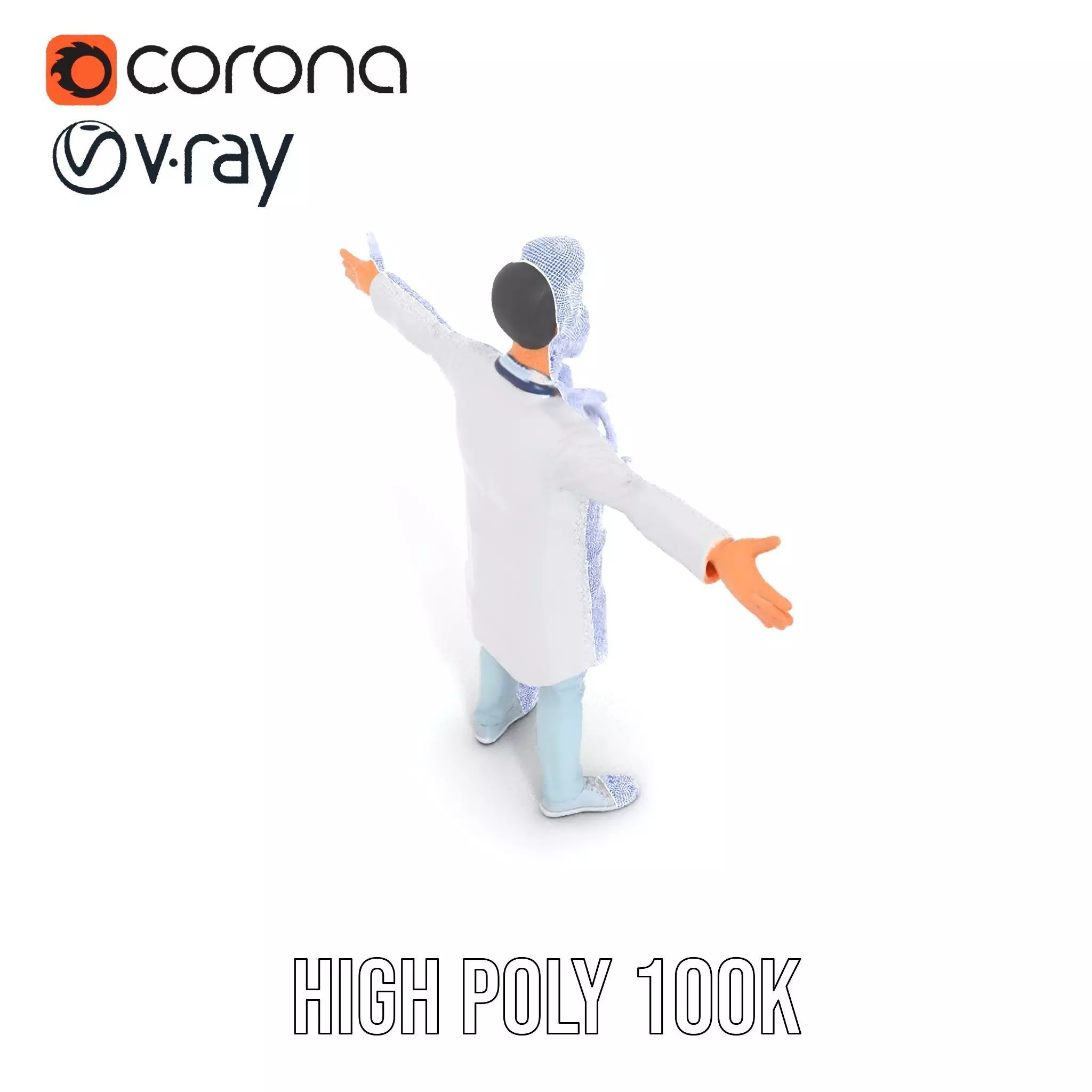 Animated Doctor Character Model Pack with Medical Accessories Low-poly 3D model_33