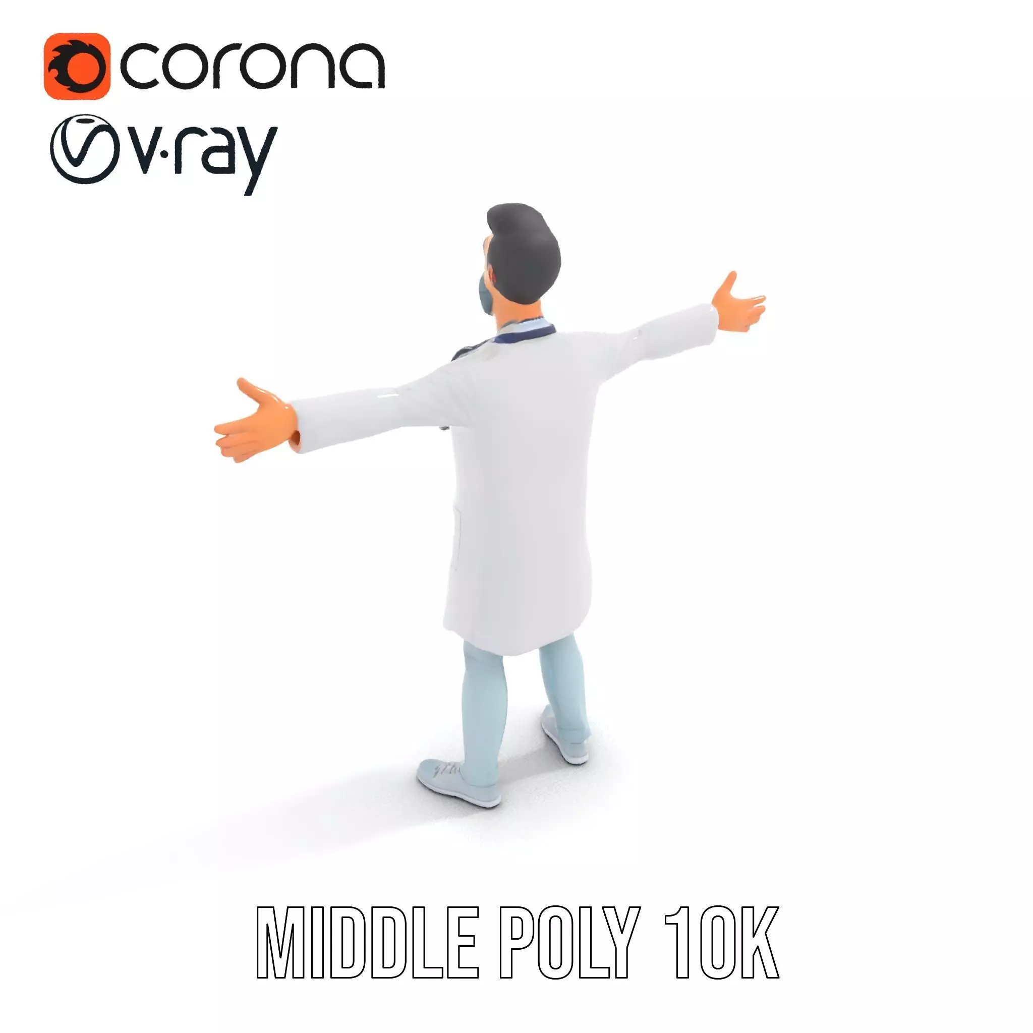 Animated Doctor Character Model Pack with Medical Accessories Low-poly 3D model_7