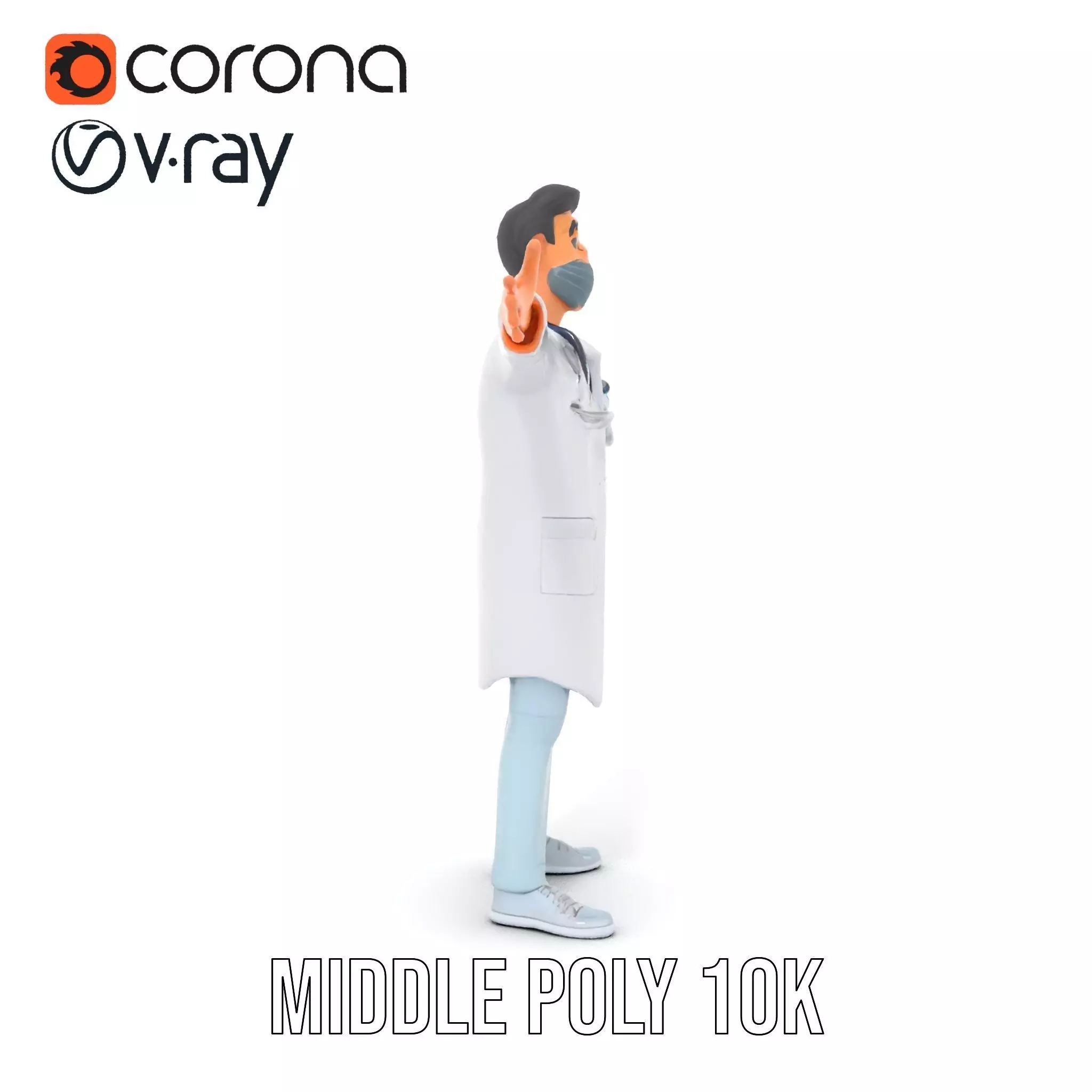 Animated Doctor Character Model Pack with Medical Accessories Low-poly 3D model_6