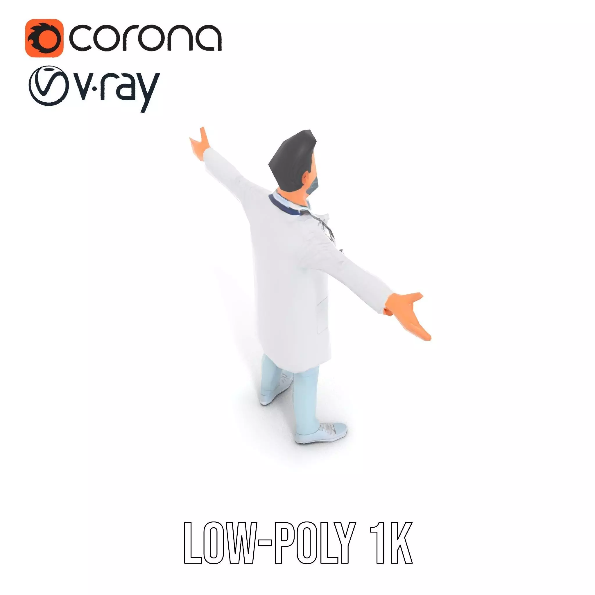 Animated Doctor Character Model Pack with Medical Accessories Low-poly 3D model_20