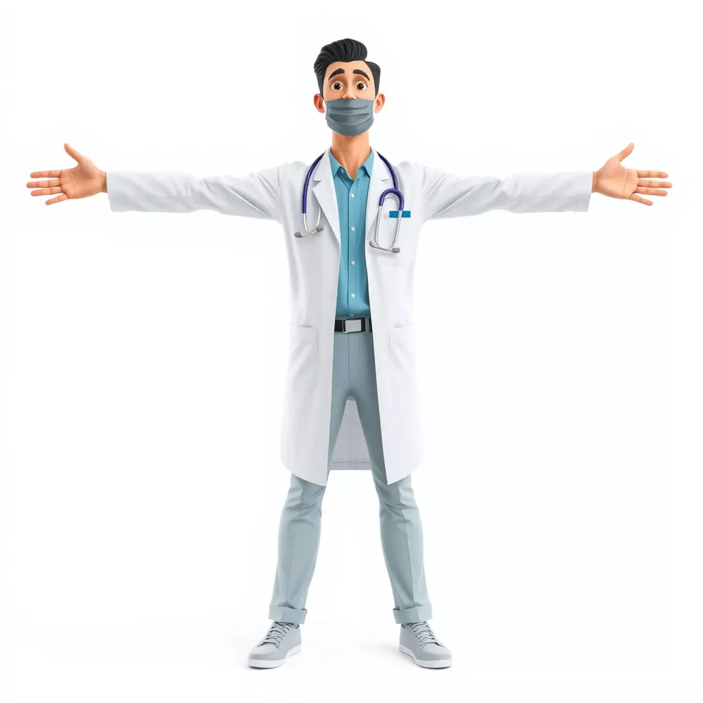 Animated Doctor Character Model Pack with Medical Accessories Low-poly 3D model_3
