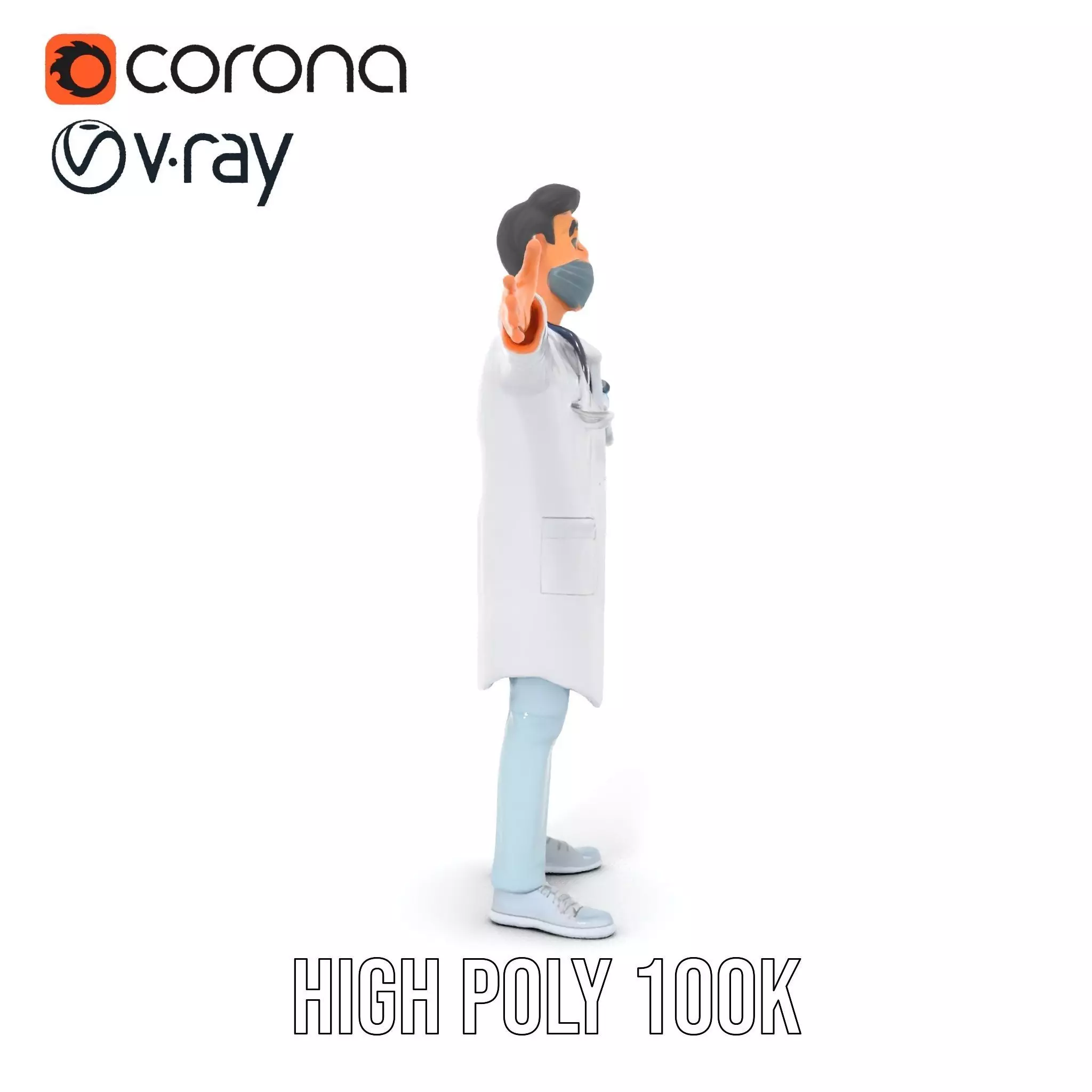 Animated Doctor Character Model Pack with Medical Accessories Low-poly 3D model_15