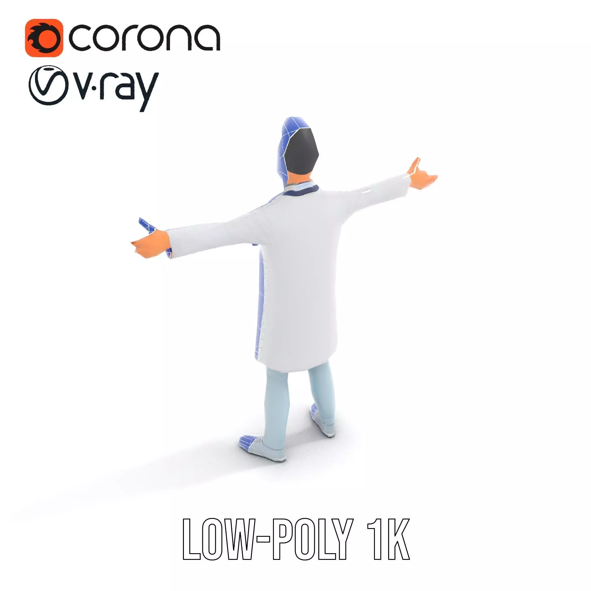 Animated Doctor Character Model Pack with Medical Accessories Low-poly 3D model_14