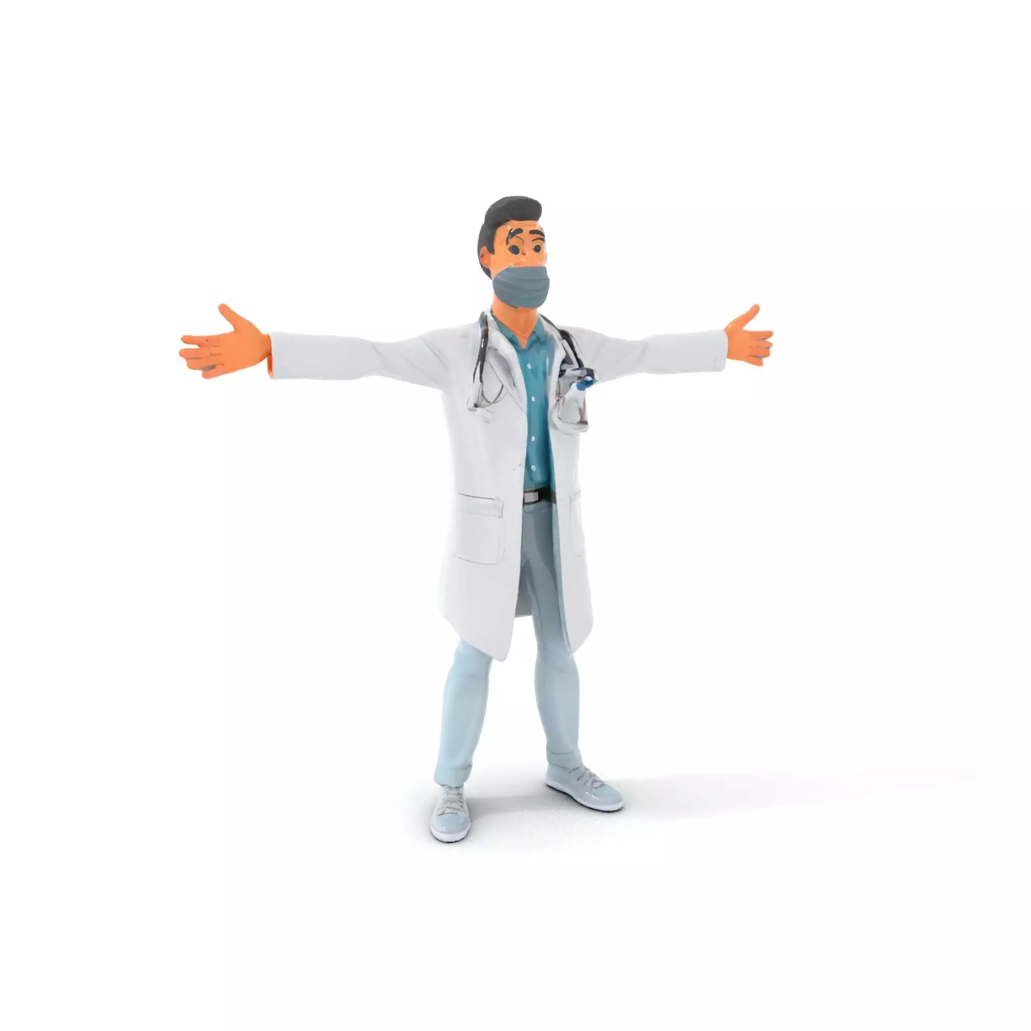 Animated Doctor Character Model Pack with Medical Accessories Low-poly 3D model_0
