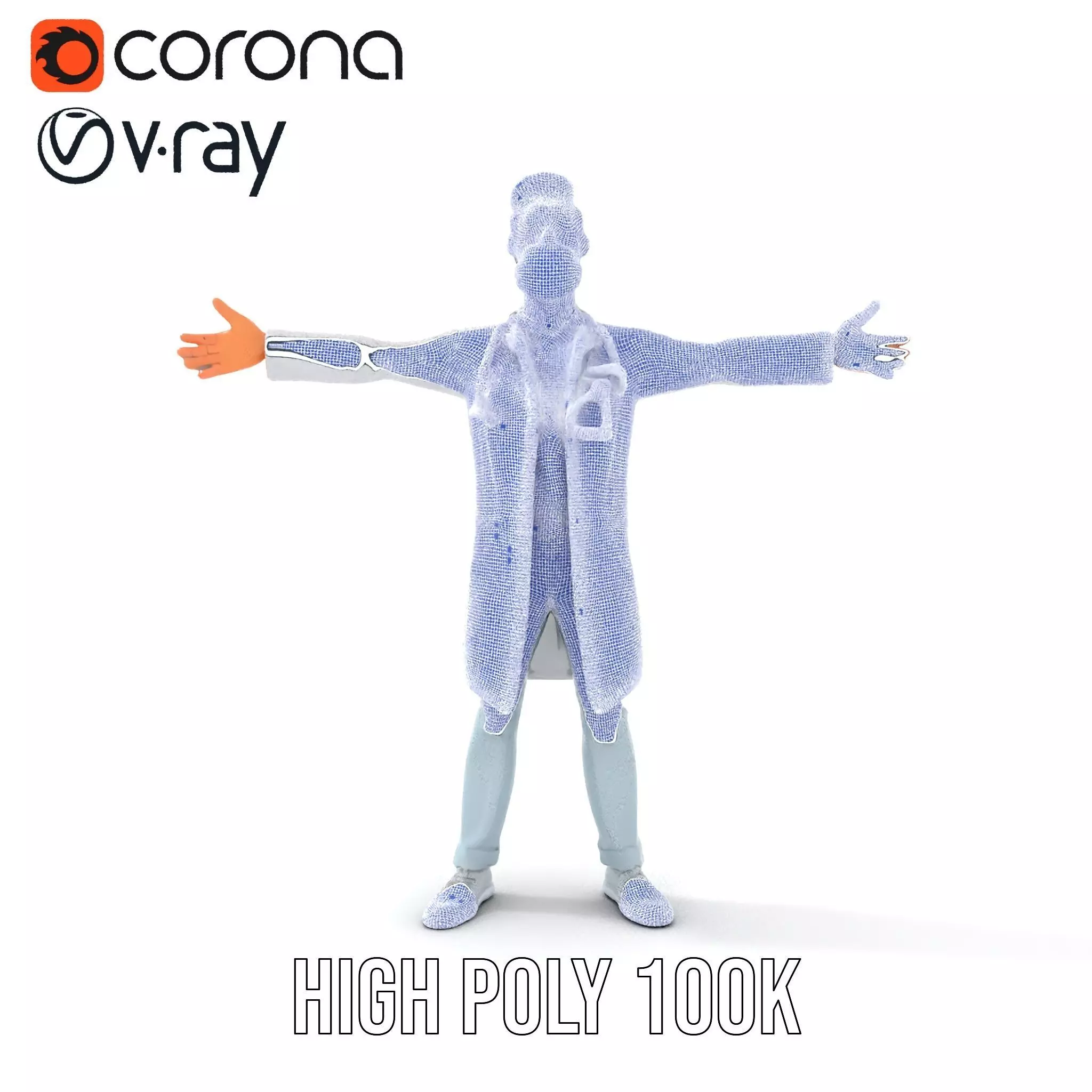 Animated Doctor Character Model Pack with Medical Accessories Low-poly 3D model_29