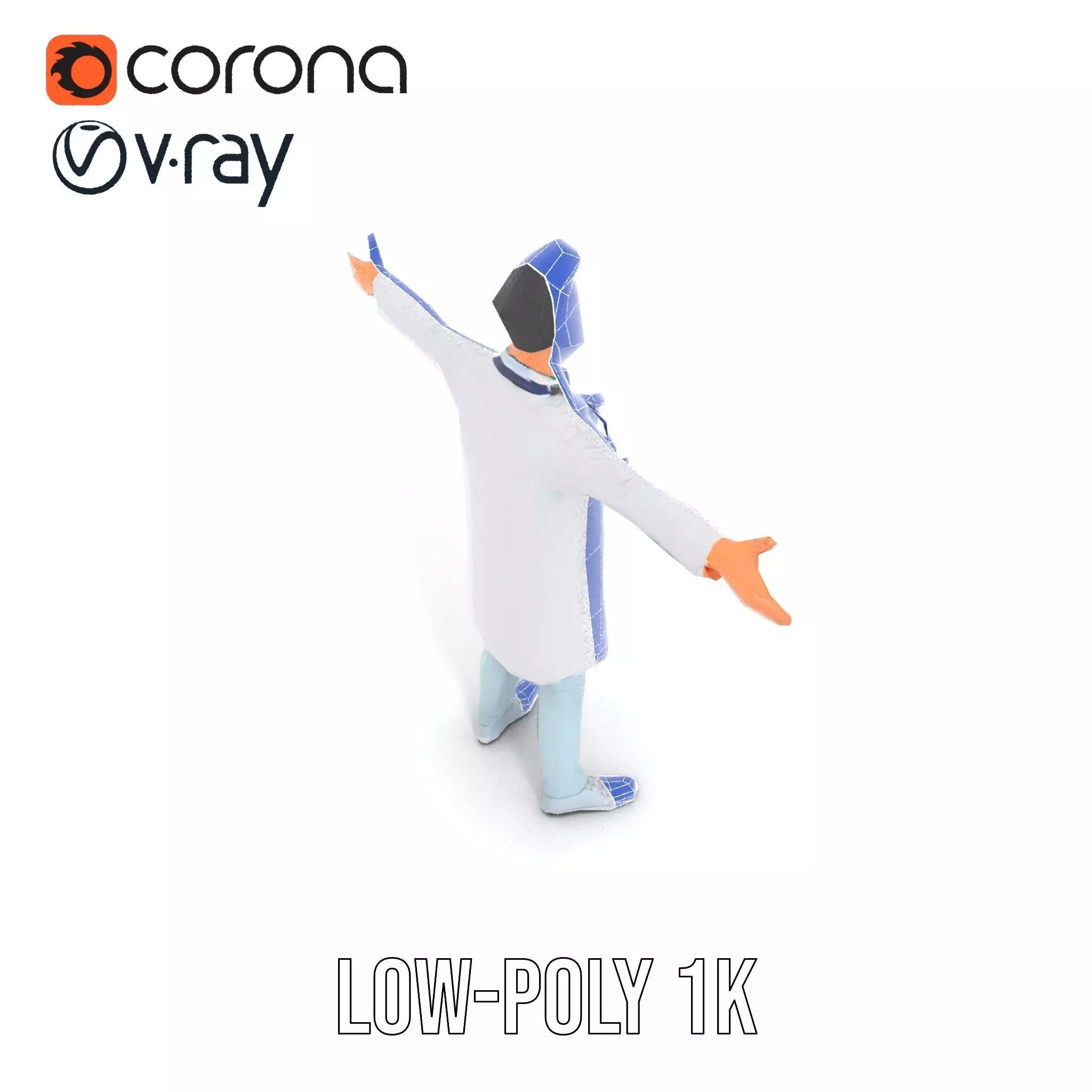 Animated Doctor Character Model Pack with Medical Accessories Low-poly 3D model_9