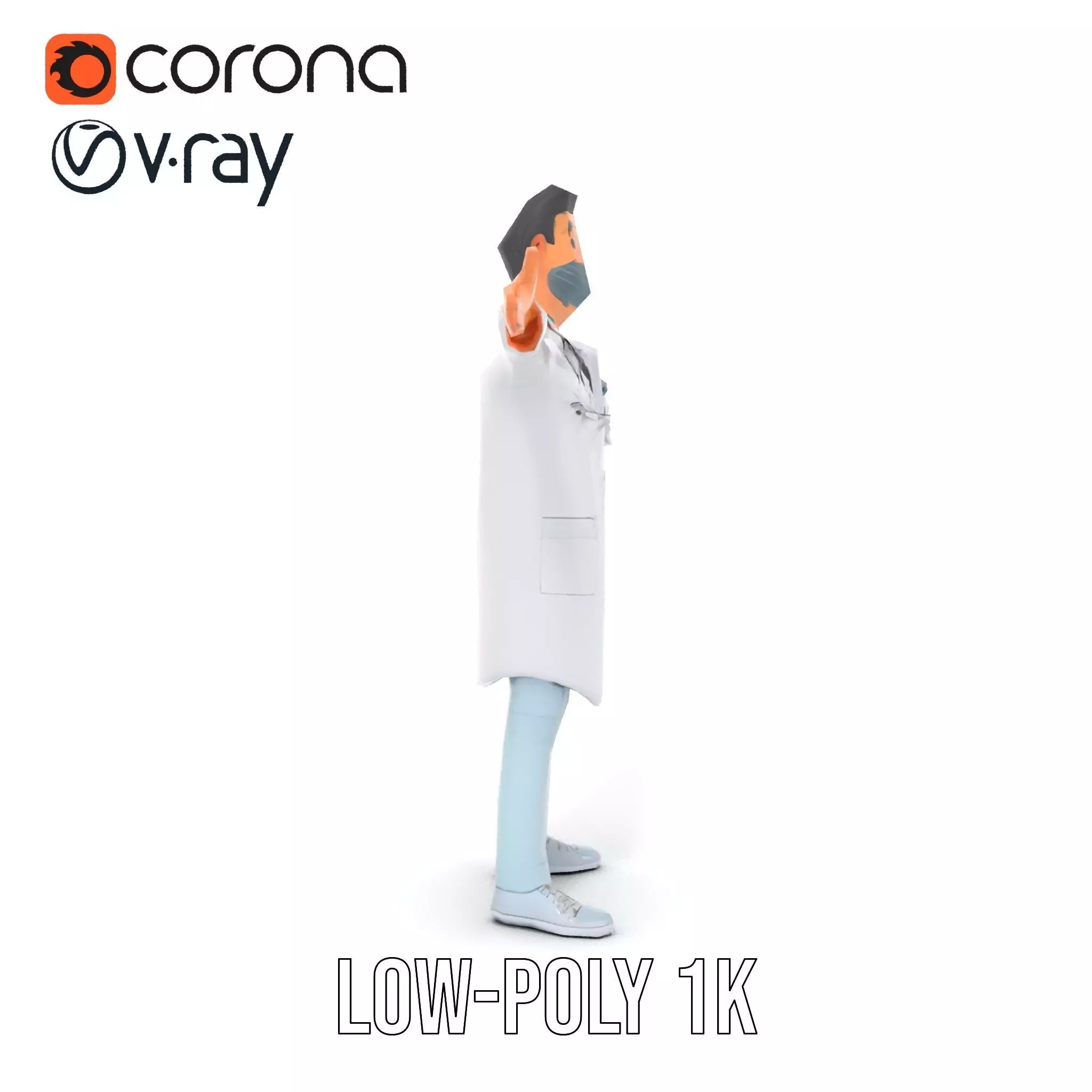 Animated Doctor Character Model Pack with Medical Accessories Low-poly 3D model_31