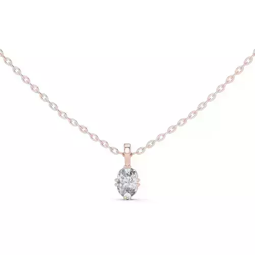 Solitaire Oval Cut Diamond Pendant Woman Necklace 3dm STL Video