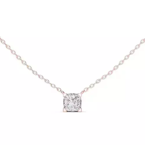 Solitaire Princess Diamond Pendant Woman Necklace 3dm STL Video