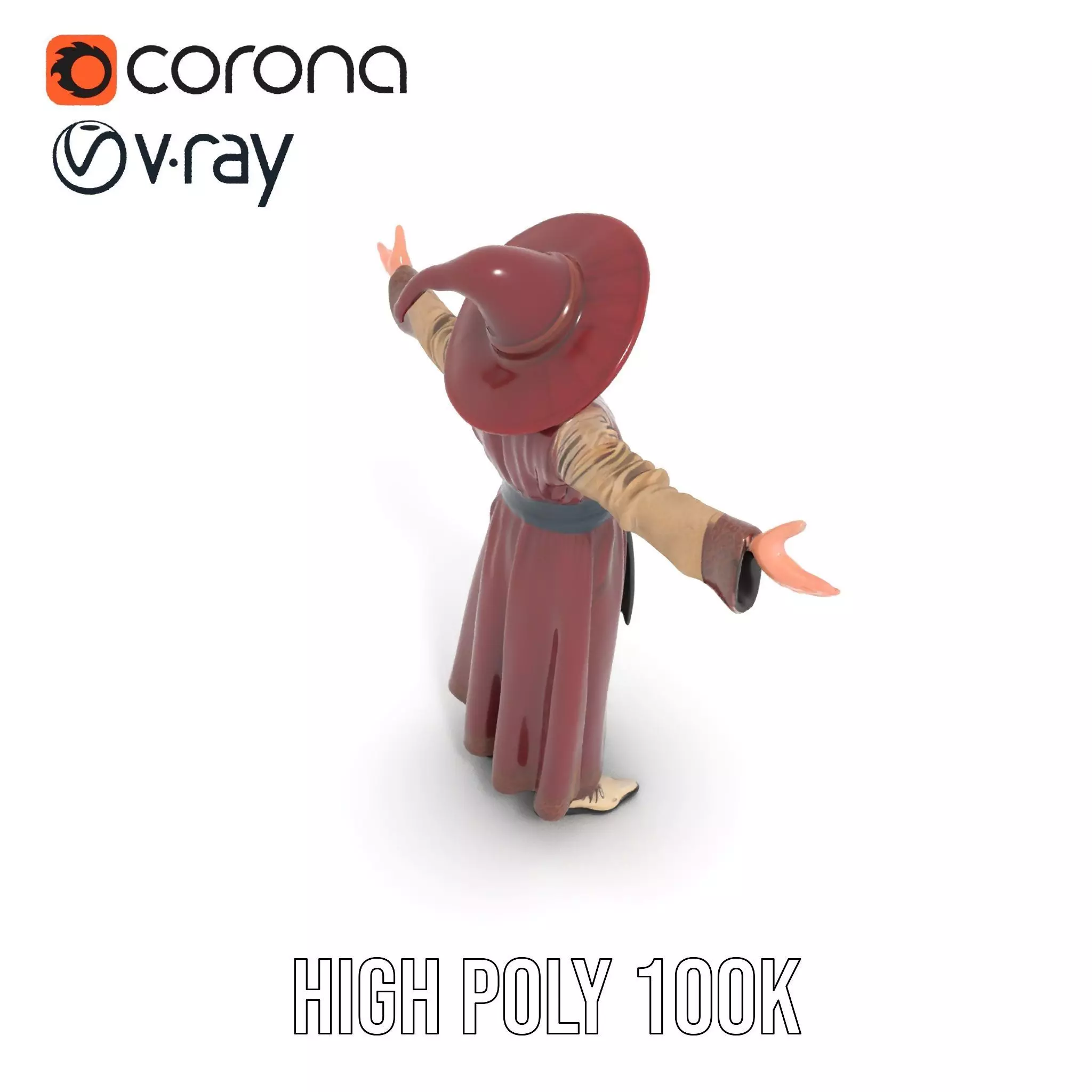 Wizard Character Model Pack with Hat and Robes Low-poly 3D model_18