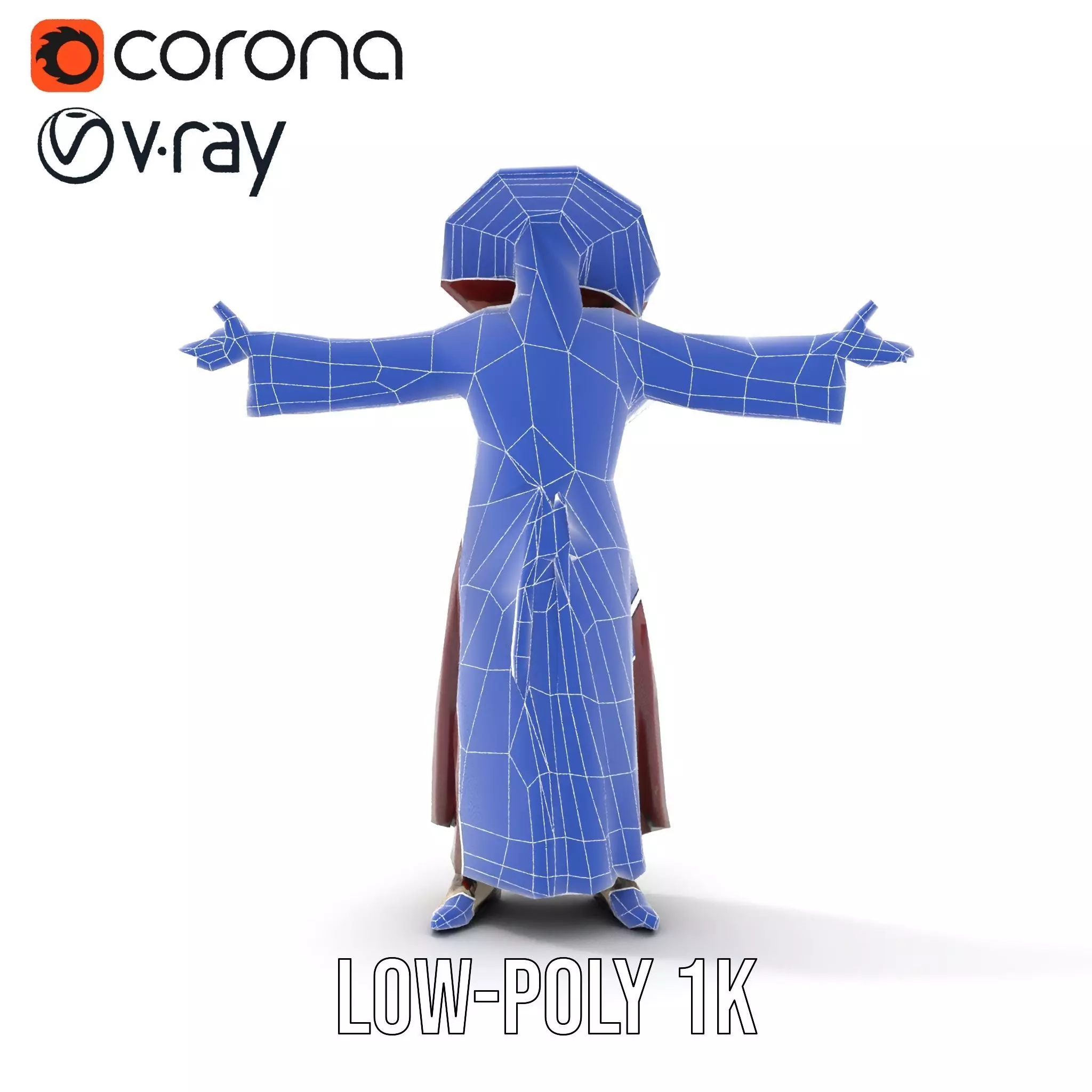 Wizard Character Model Pack with Hat and Robes Low-poly 3D model_14