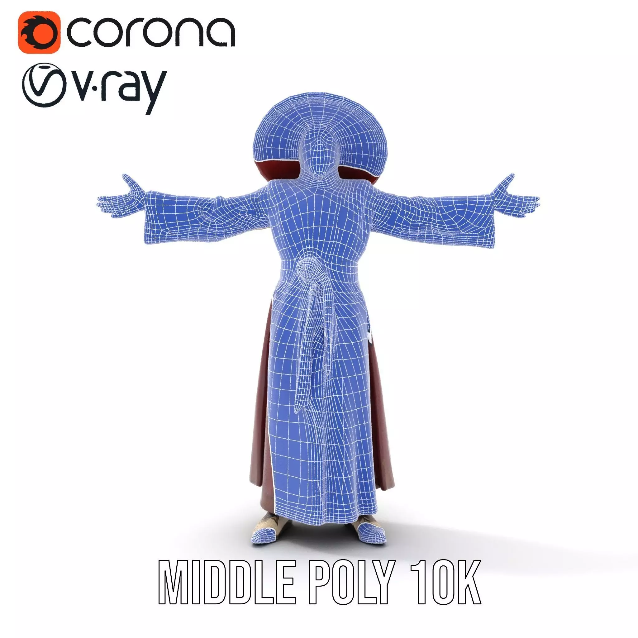 Wizard Character Model Pack with Hat and Robes Low-poly 3D model_27