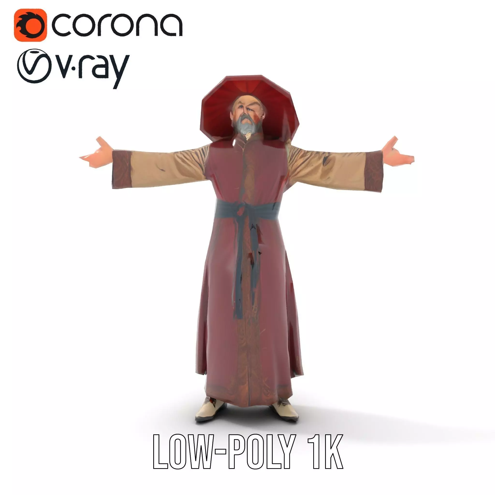 Wizard Character Model Pack with Hat and Robes Low-poly 3D model_26