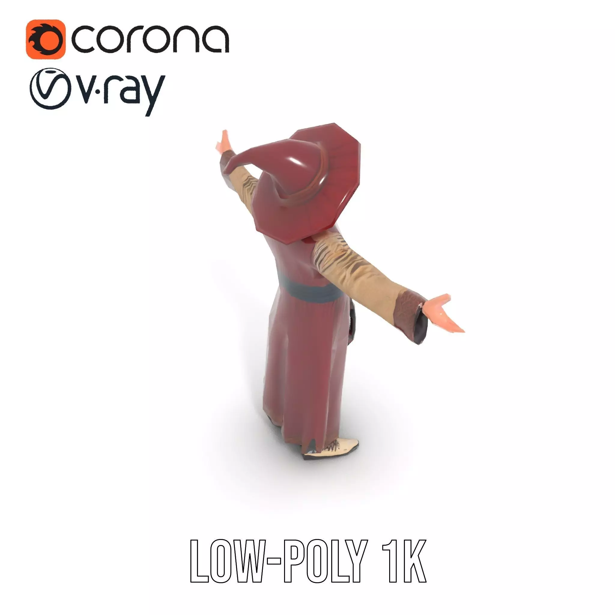 Wizard Character Model Pack with Hat and Robes Low-poly 3D model_20