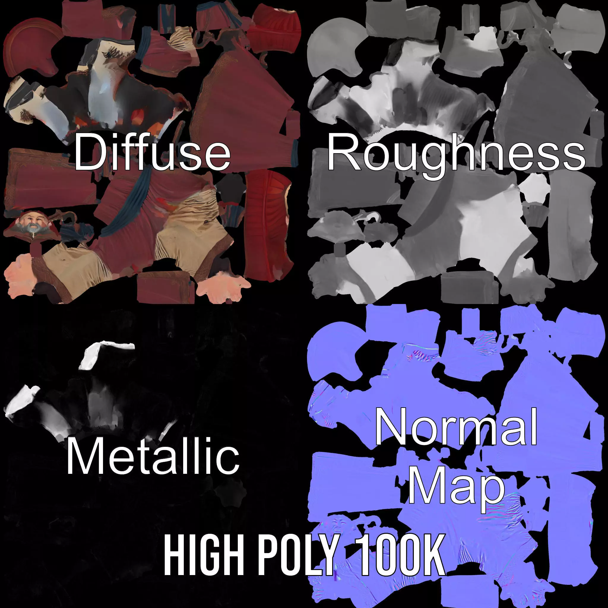 Wizard Character Model Pack with Hat and Robes Low-poly 3D model_4