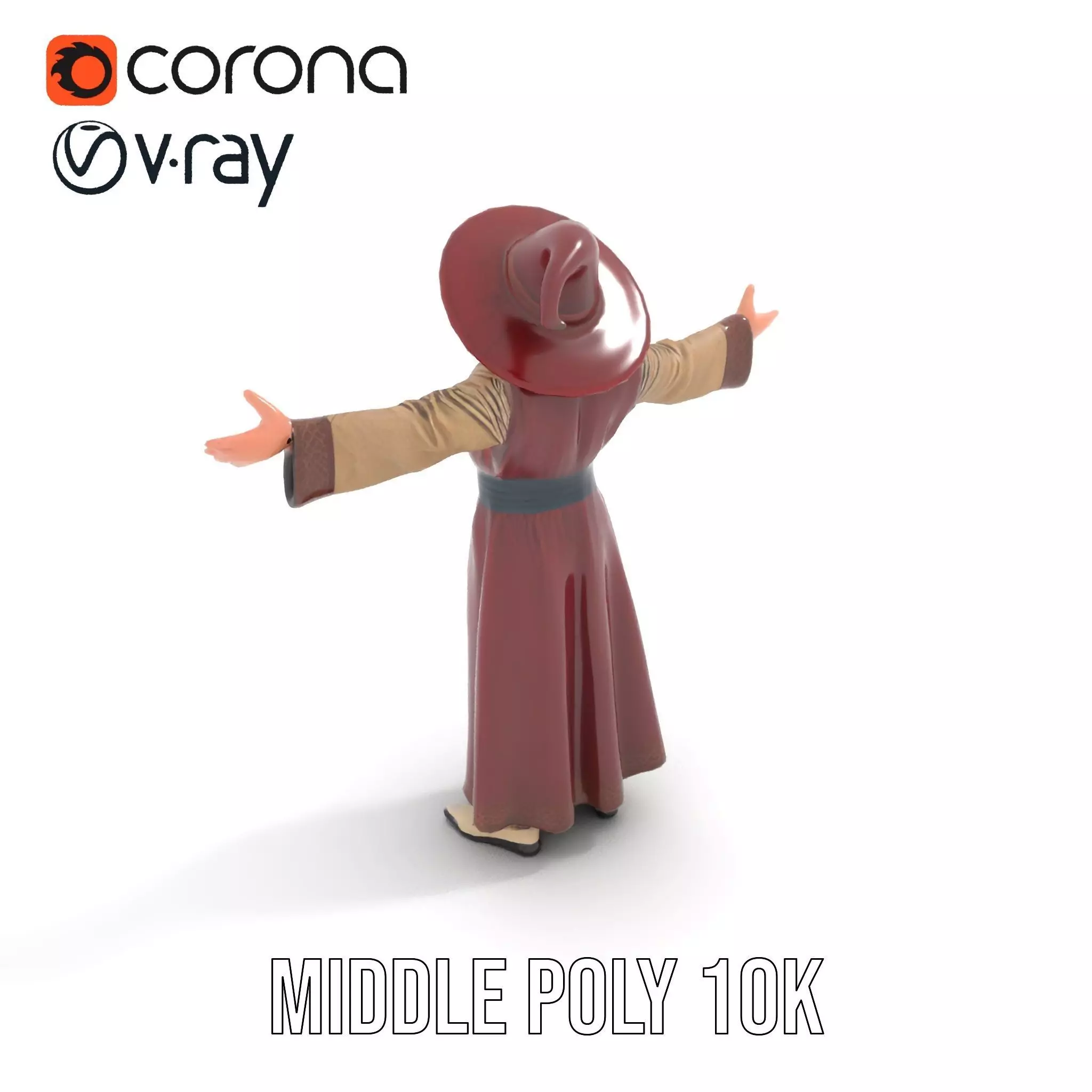 Wizard Character Model Pack with Hat and Robes Low-poly 3D model_19