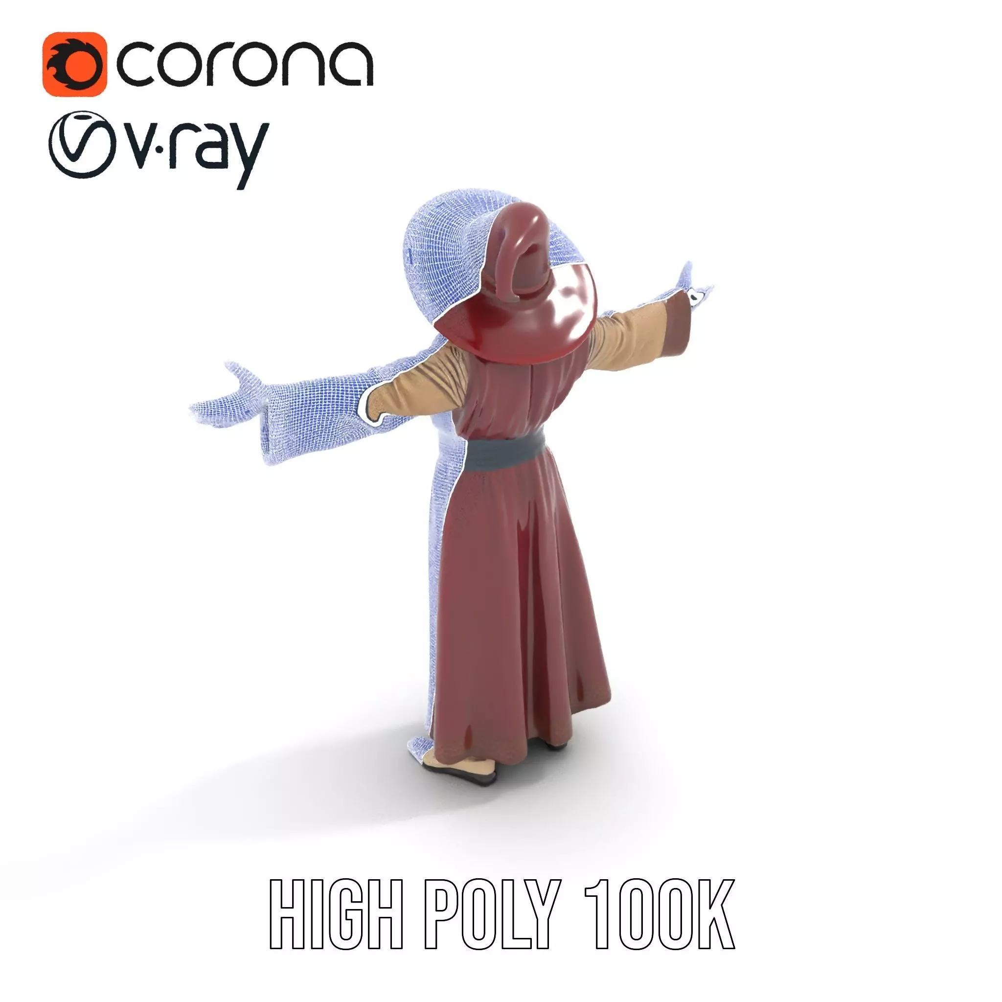 Wizard Character Model Pack with Hat and Robes Low-poly 3D model_15