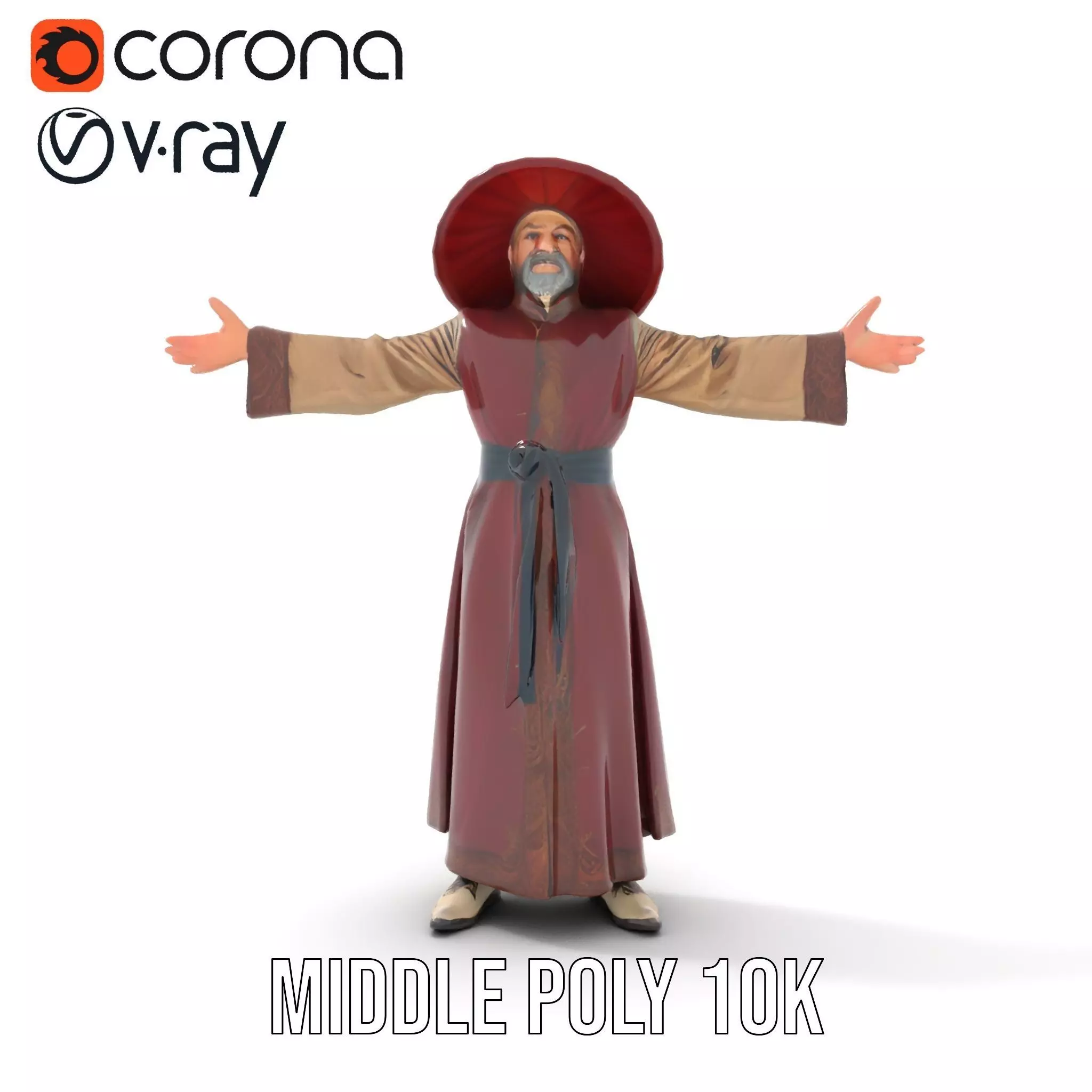 Wizard Character Model Pack with Hat and Robes Low-poly 3D model_22