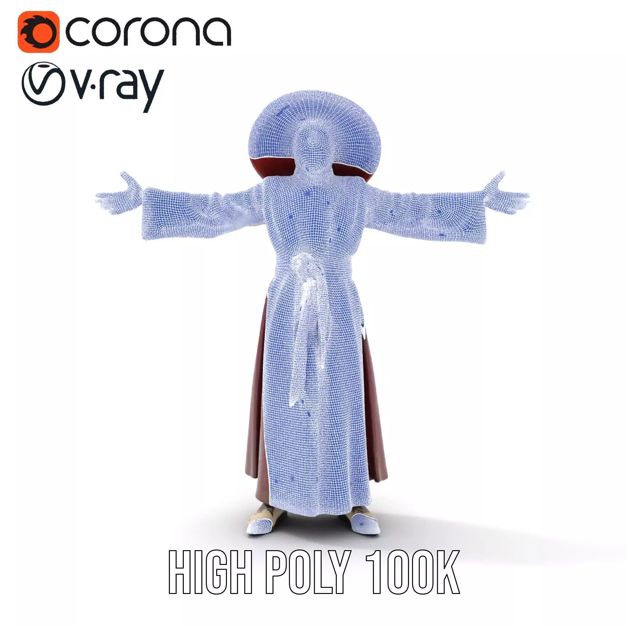 Wizard Character Model Pack with Hat and Robes Low-poly 3D model_29