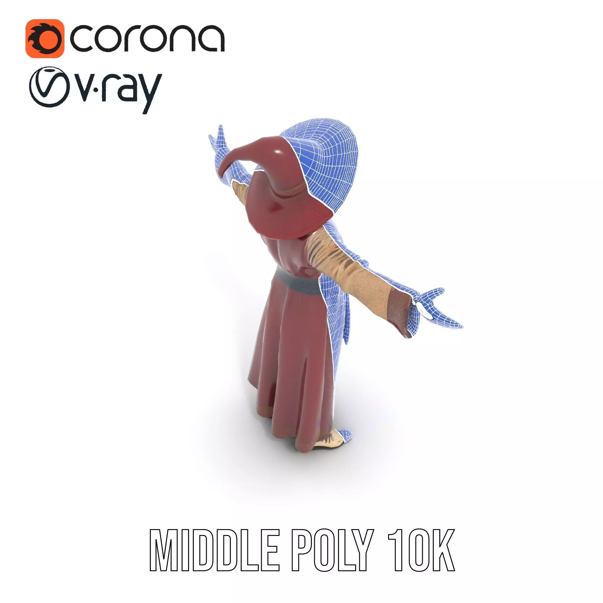 Wizard Character Model Pack with Hat and Robes Low-poly 3D model_25