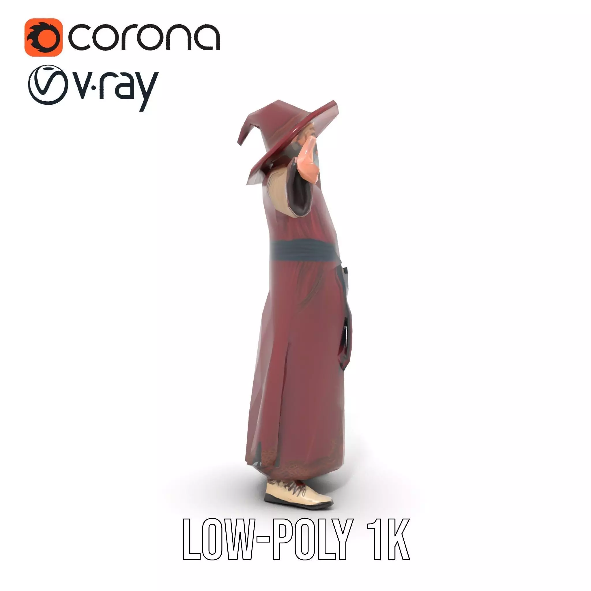 Wizard Character Model Pack with Hat and Robes Low-poly 3D model_23
