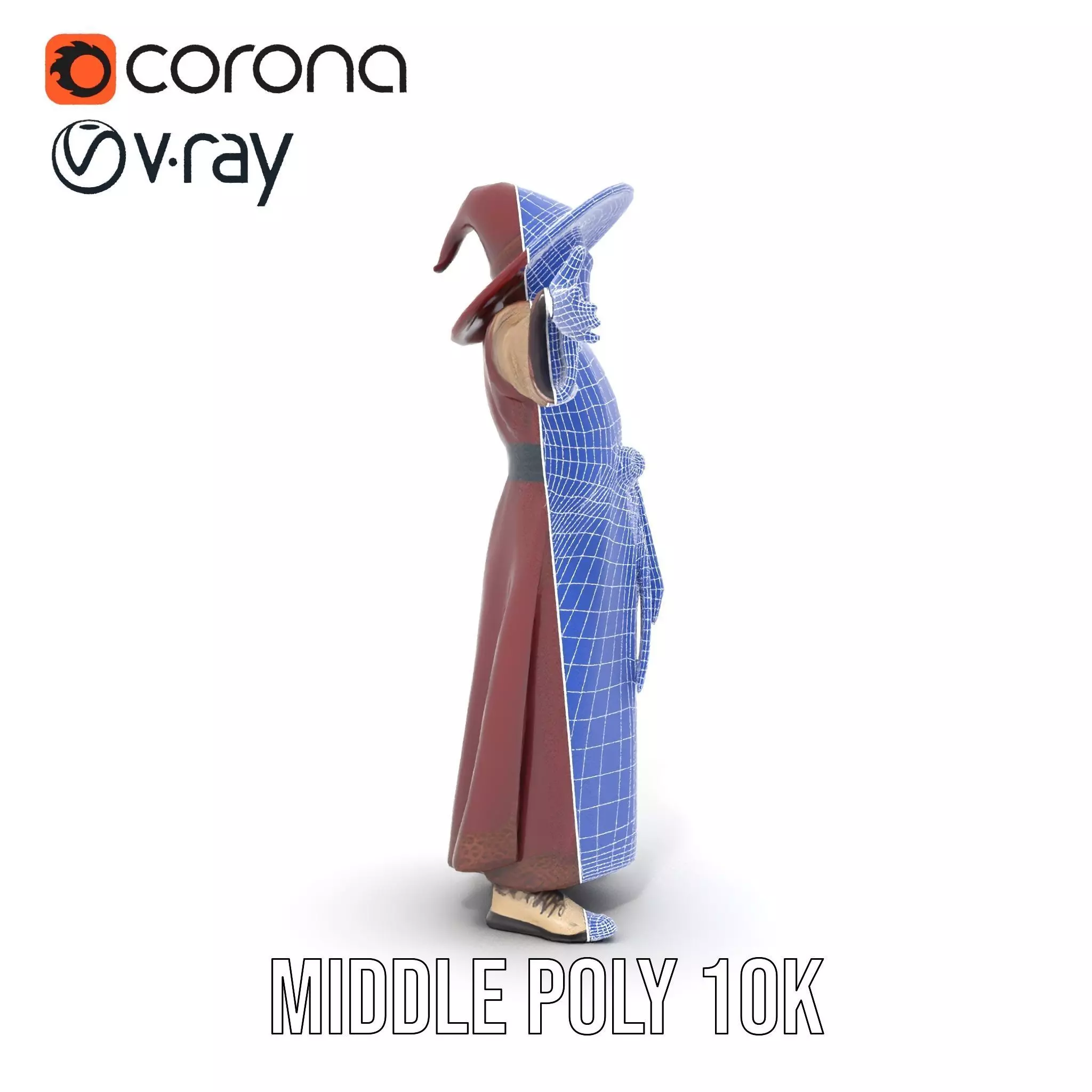 Wizard Character Model Pack with Hat and Robes Low-poly 3D model_30