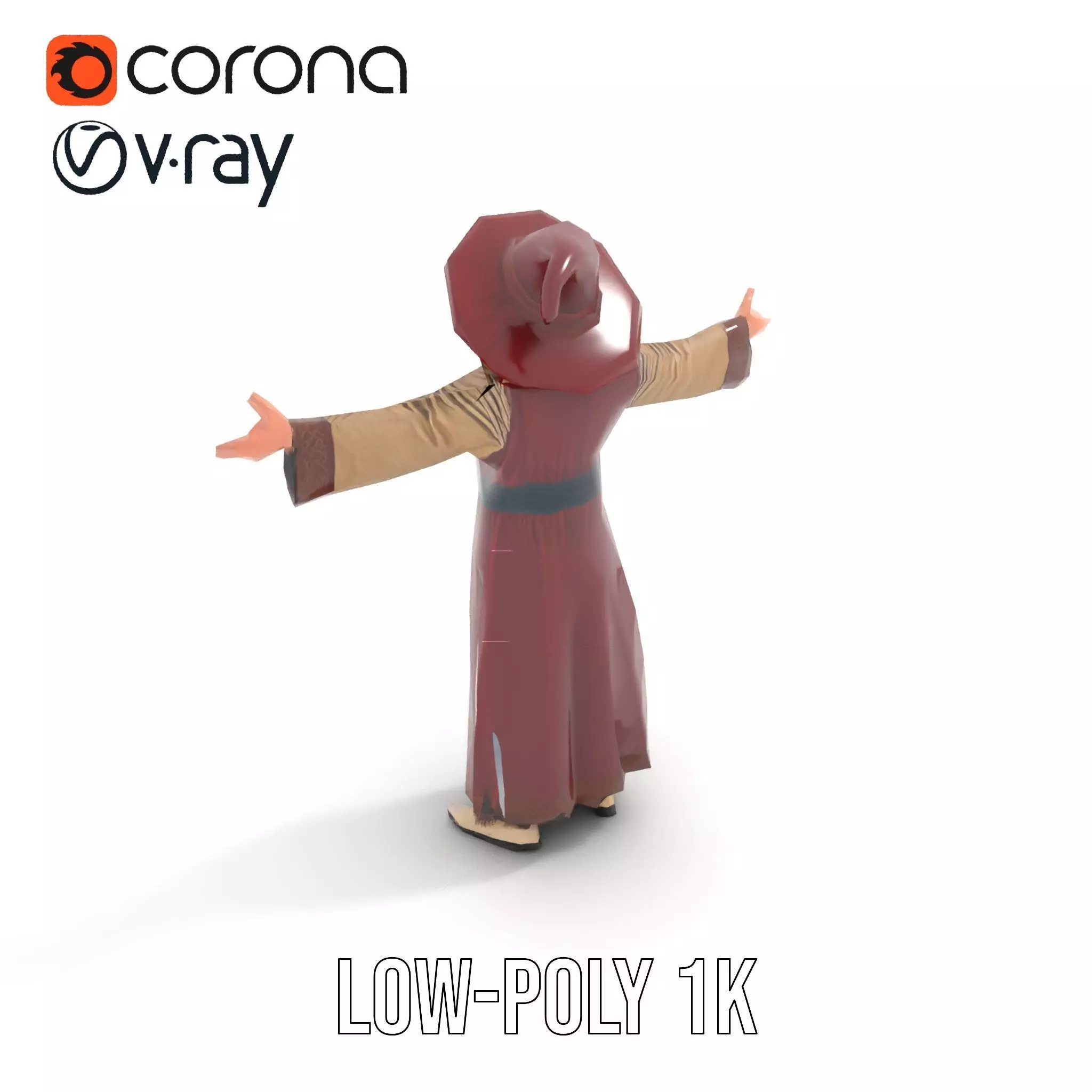 Wizard Character Model Pack with Hat and Robes Low-poly 3D model_17