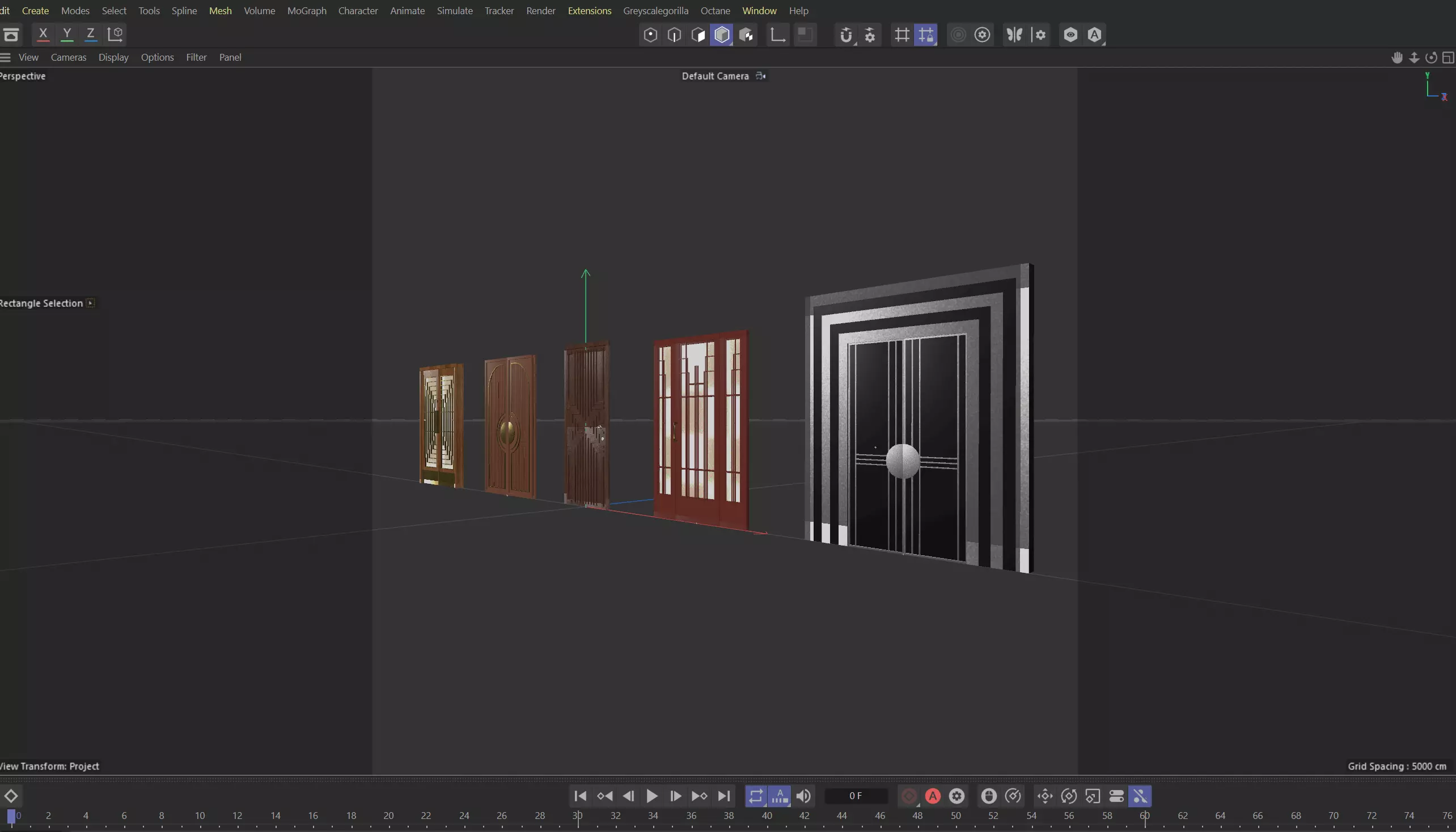 Wood Door Set 5 Stylish 3D Models Low-poly 3D model_9