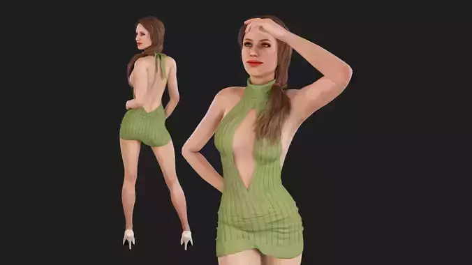 Sexy sweater dress girl