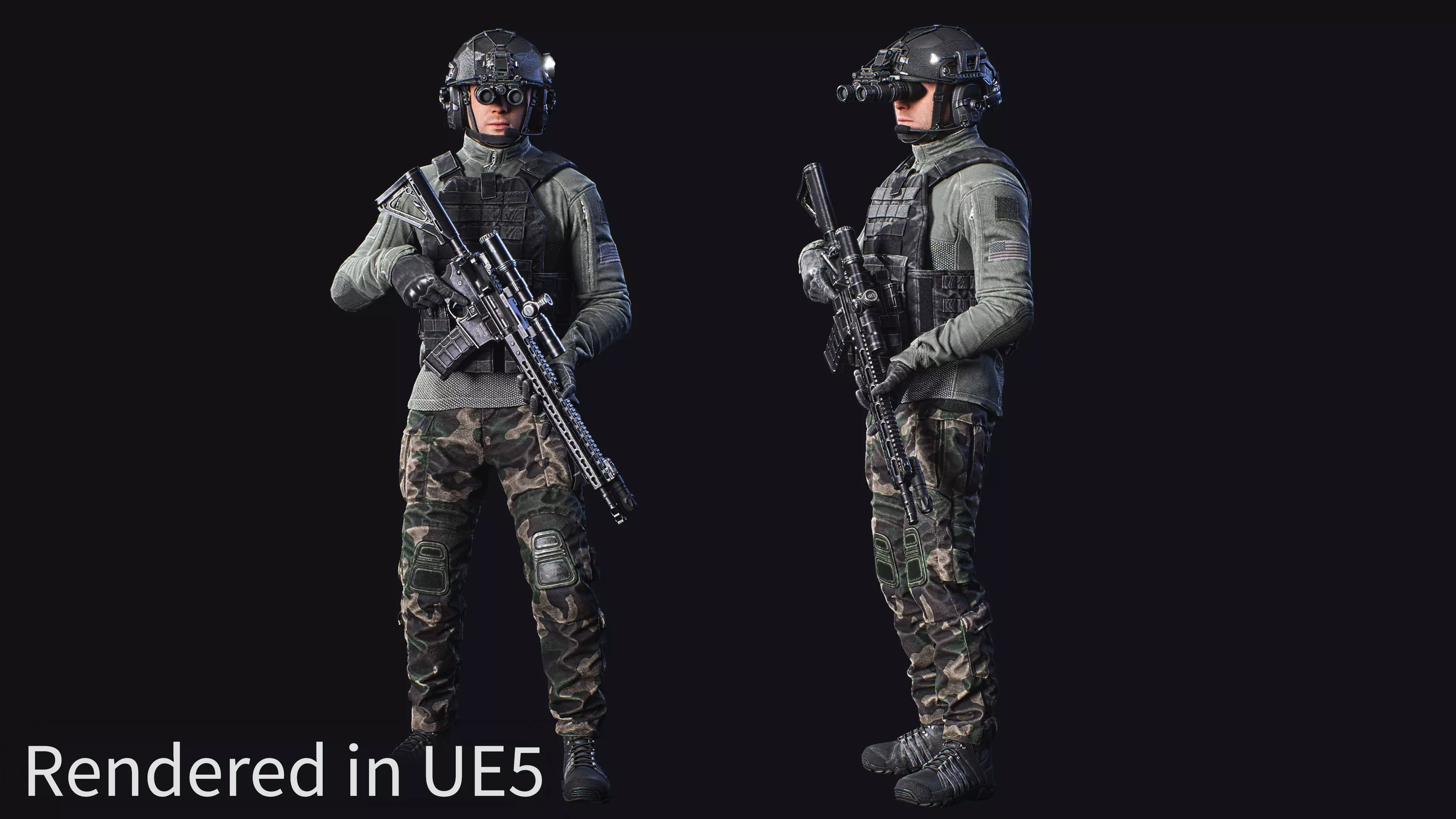 Modular Soldier Character Army Tactical Spec Ops 03 Low-poly 3D model_7