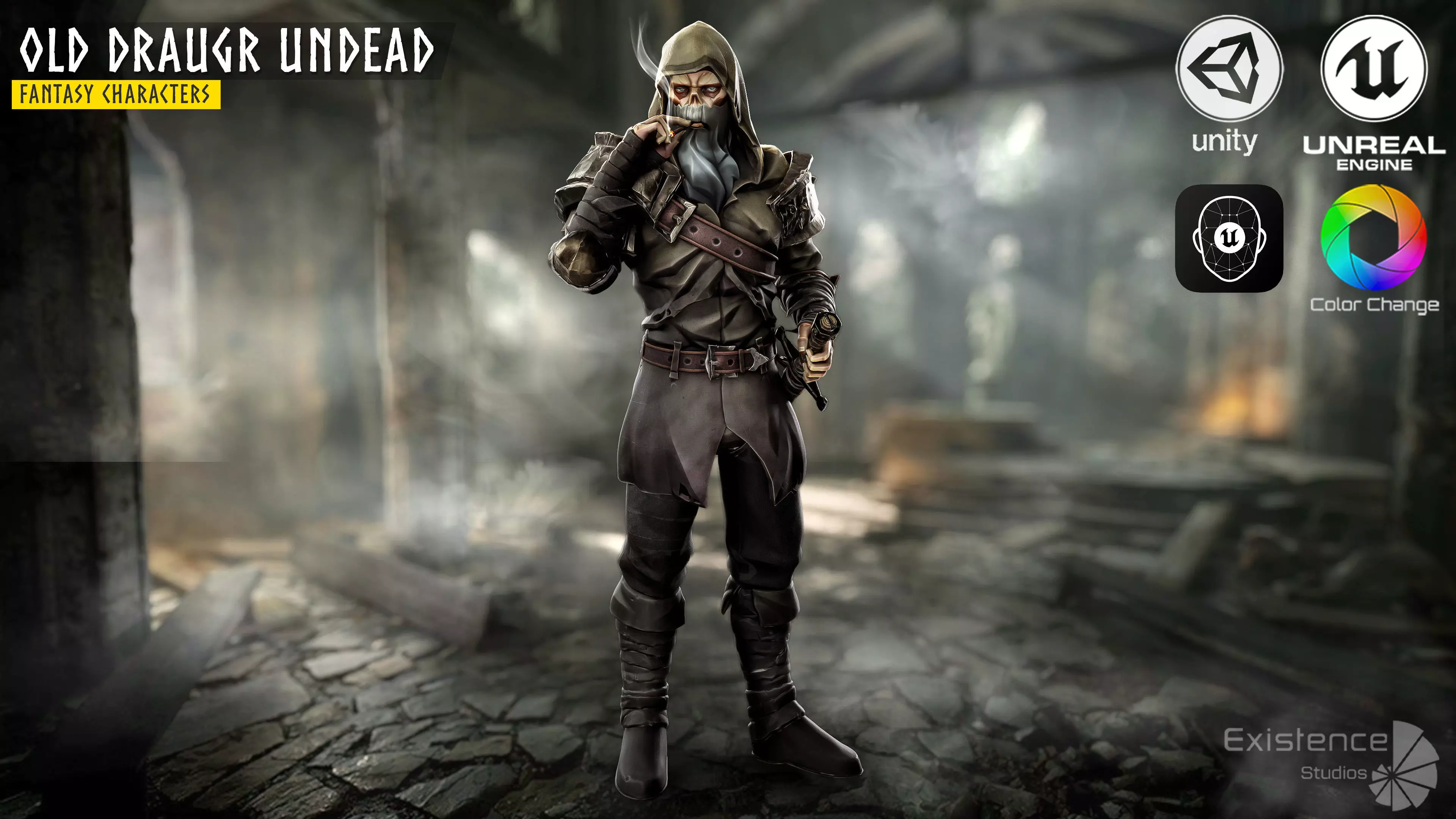 Old Undead Draugr - Stylized Zombie Warrior - Norse Fantasy - 72 Low-poly 3D model_3