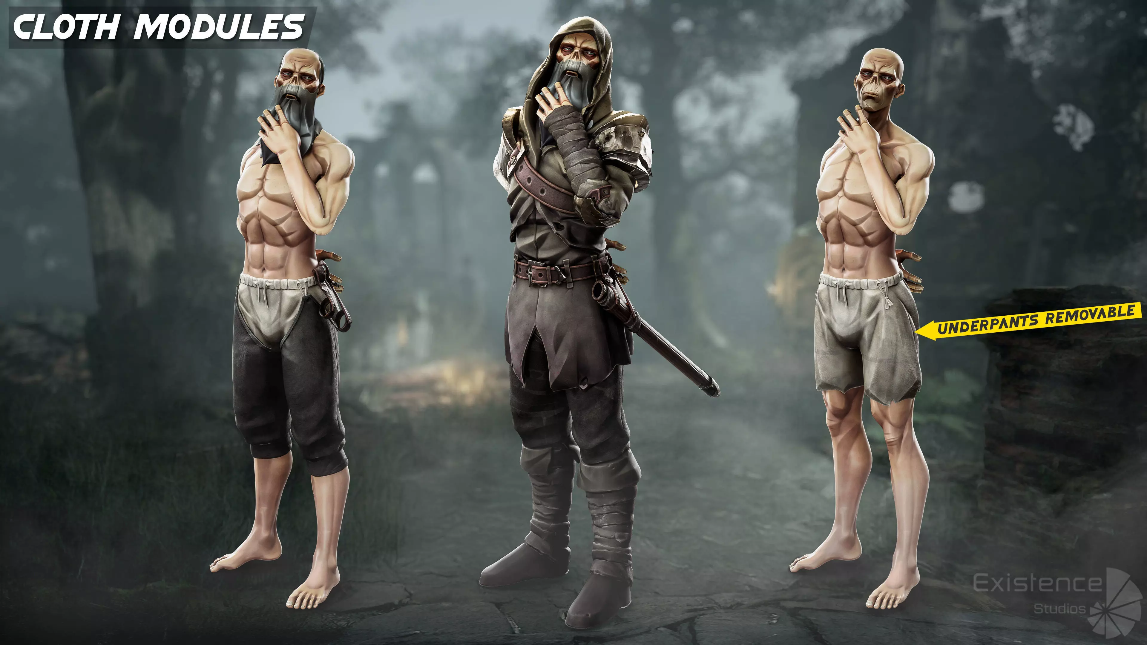 Old Undead Draugr - Stylized Zombie Warrior - Norse Fantasy - 72 Low-poly 3D model_7