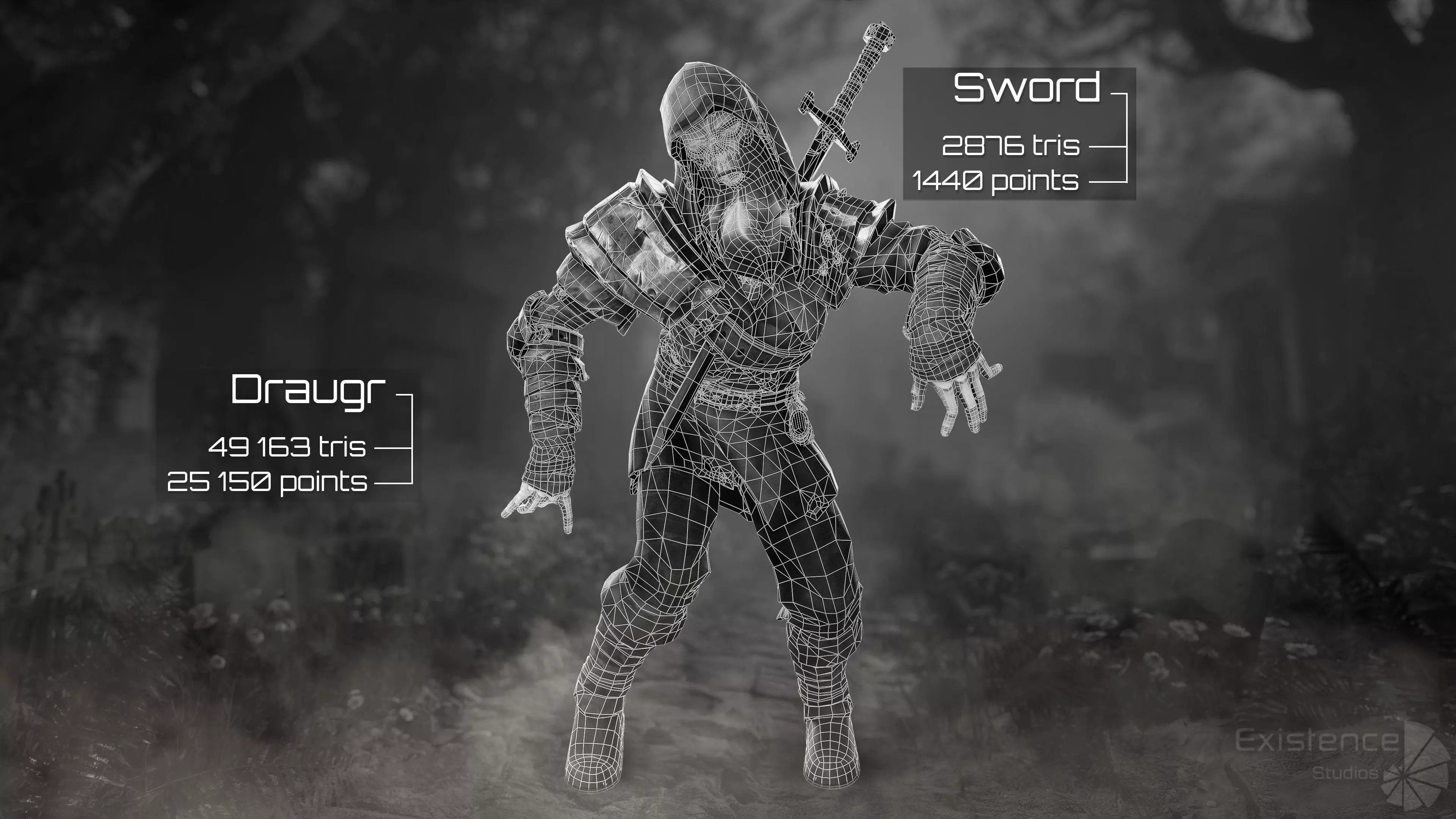 Old Undead Draugr - Stylized Zombie Warrior - Norse Fantasy - 72 Low-poly 3D model_6