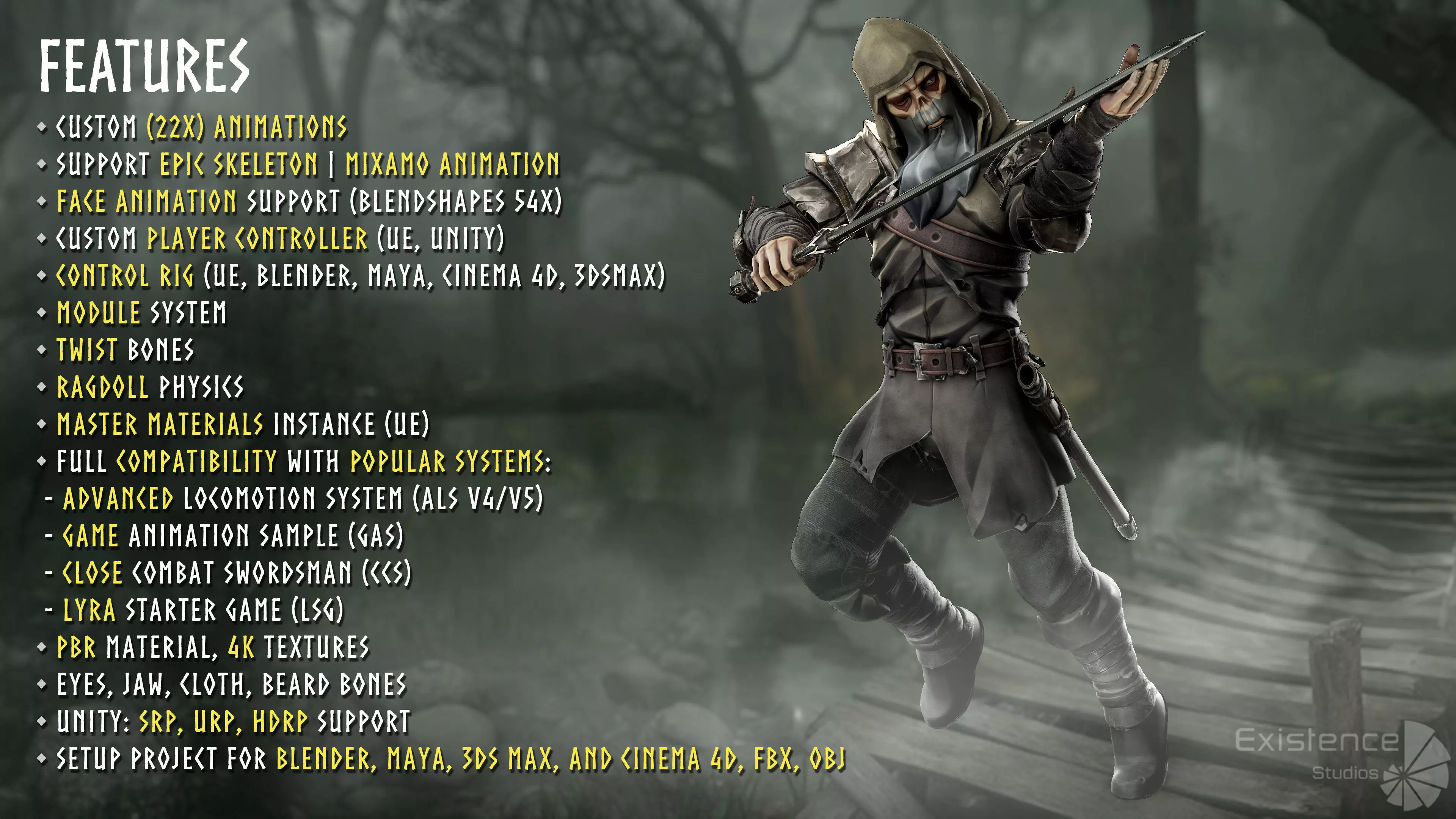 Old Undead Draugr - Stylized Zombie Warrior - Norse Fantasy - 72 Low-poly 3D model_4