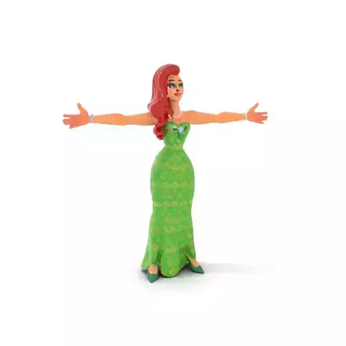 Elegant RedHaired Character in Green Dress Model Pack
