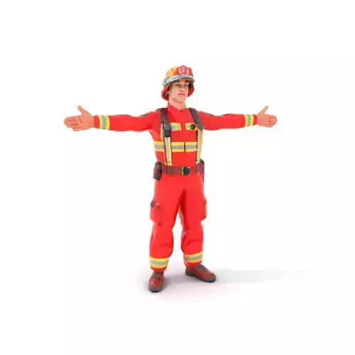 Firefighter Character Model Pack with Detailed Uniform Low-poly 3D model