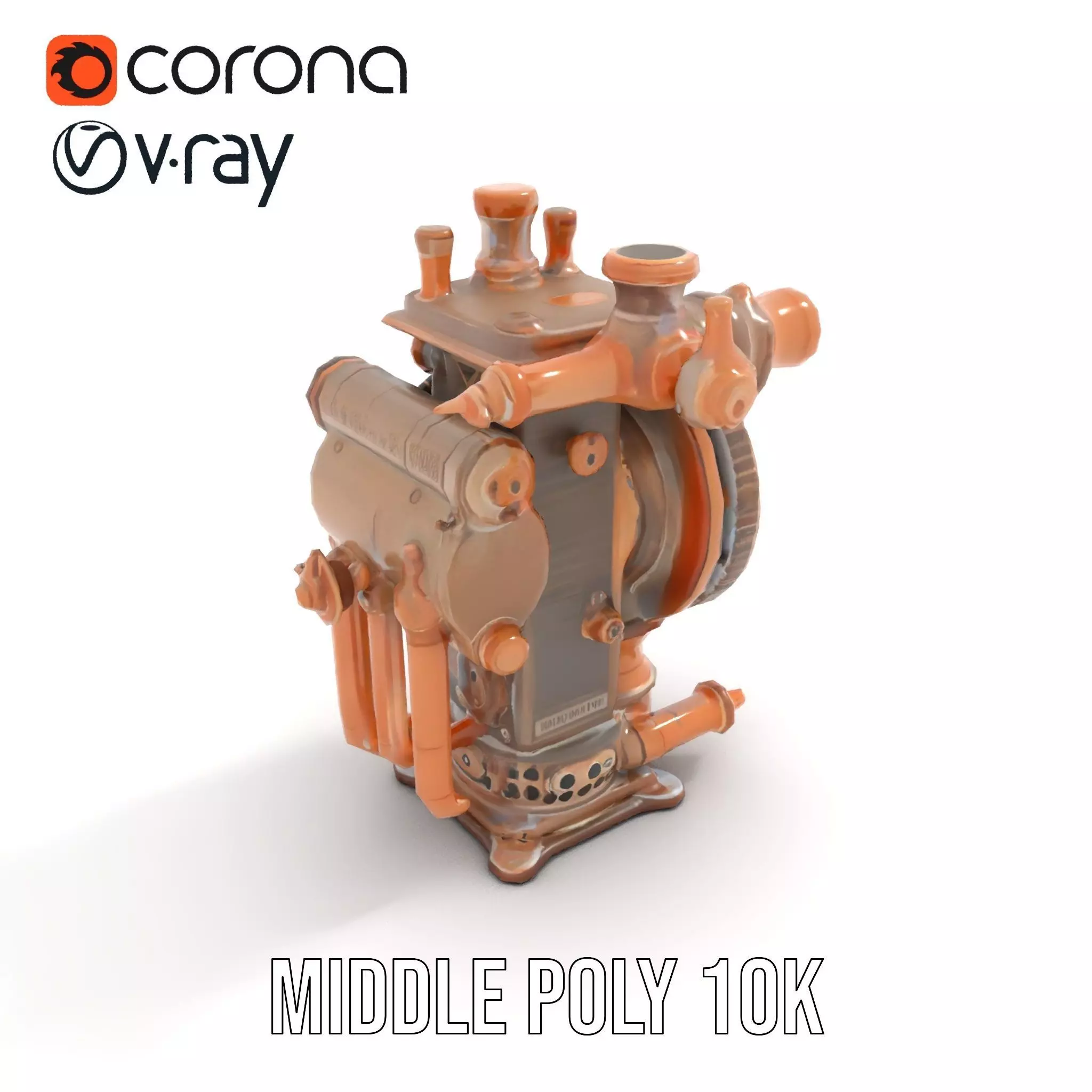 Steampunk Engine Model Pack with Intricate Detailing Low-poly 3D model_17
