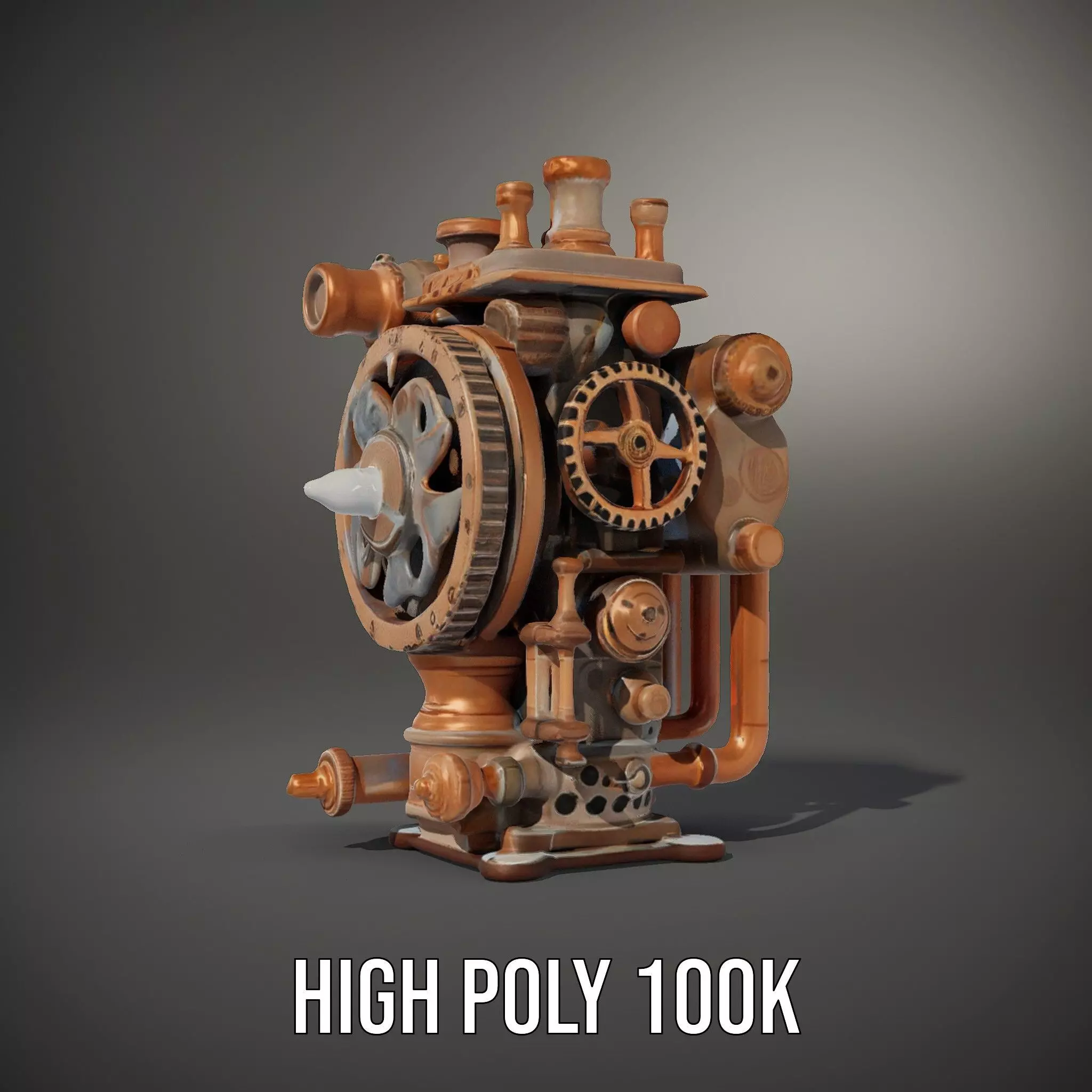 Steampunk Engine Model Pack with Intricate Detailing Low-poly 3D model_11